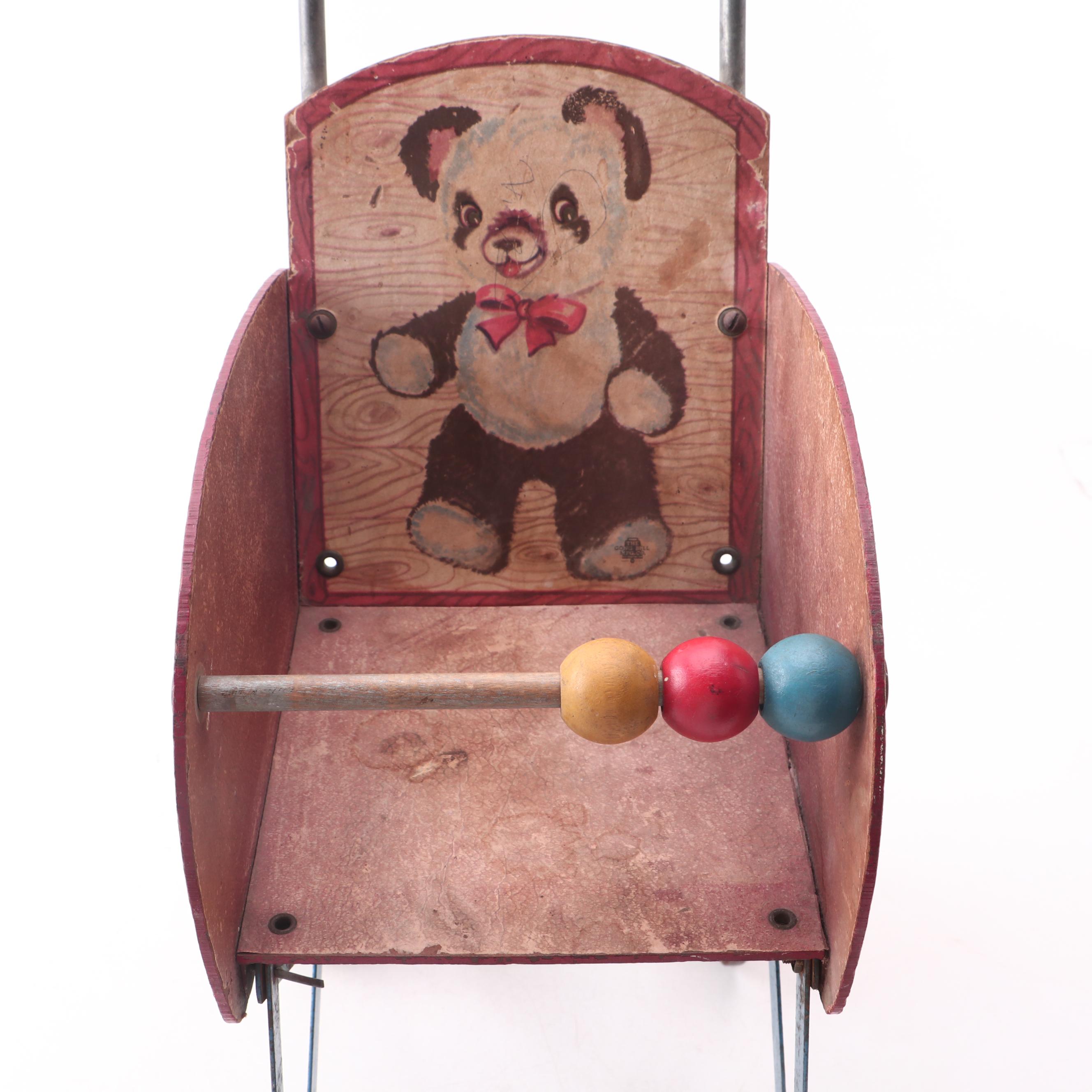 Child's Rocking Horse and Gong Bell Mfg. Baby Stroller, 1930s EBTH