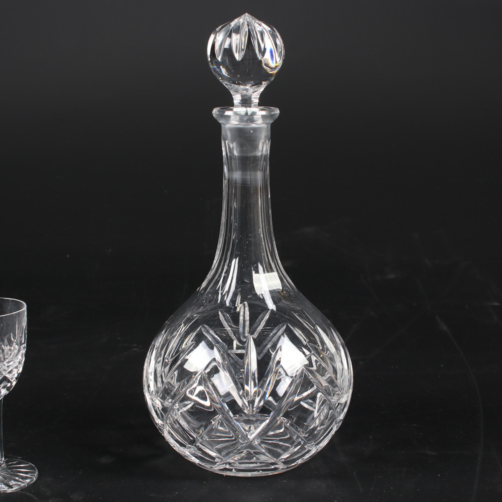 Cut Crystal Decanter and Six Cordial Glasses EBTH