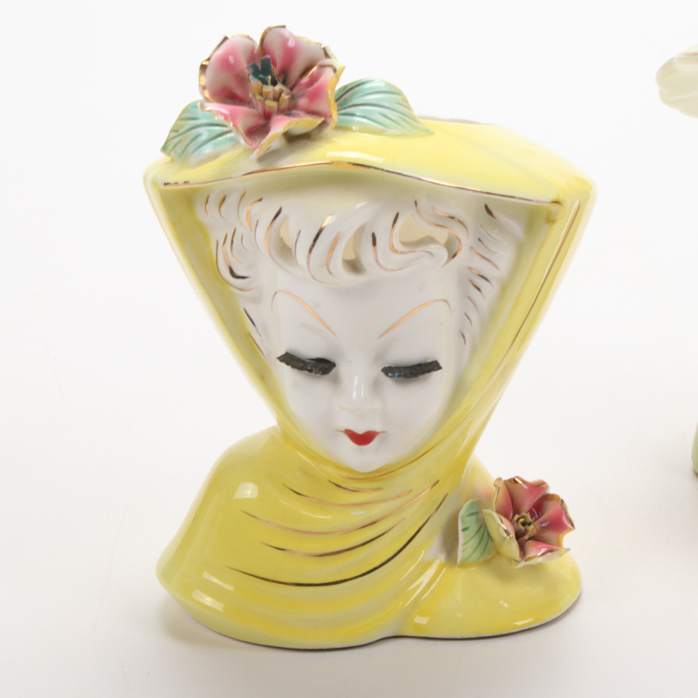 Thames Ceramic Lady Head Vases, Mid20th Century EBTH