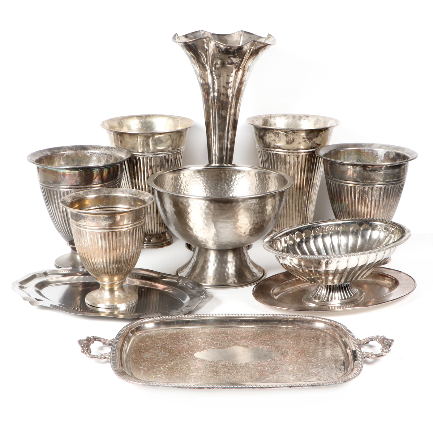 Art S. Co. and Other Silver Plate and SilverTone Serveware with Floor