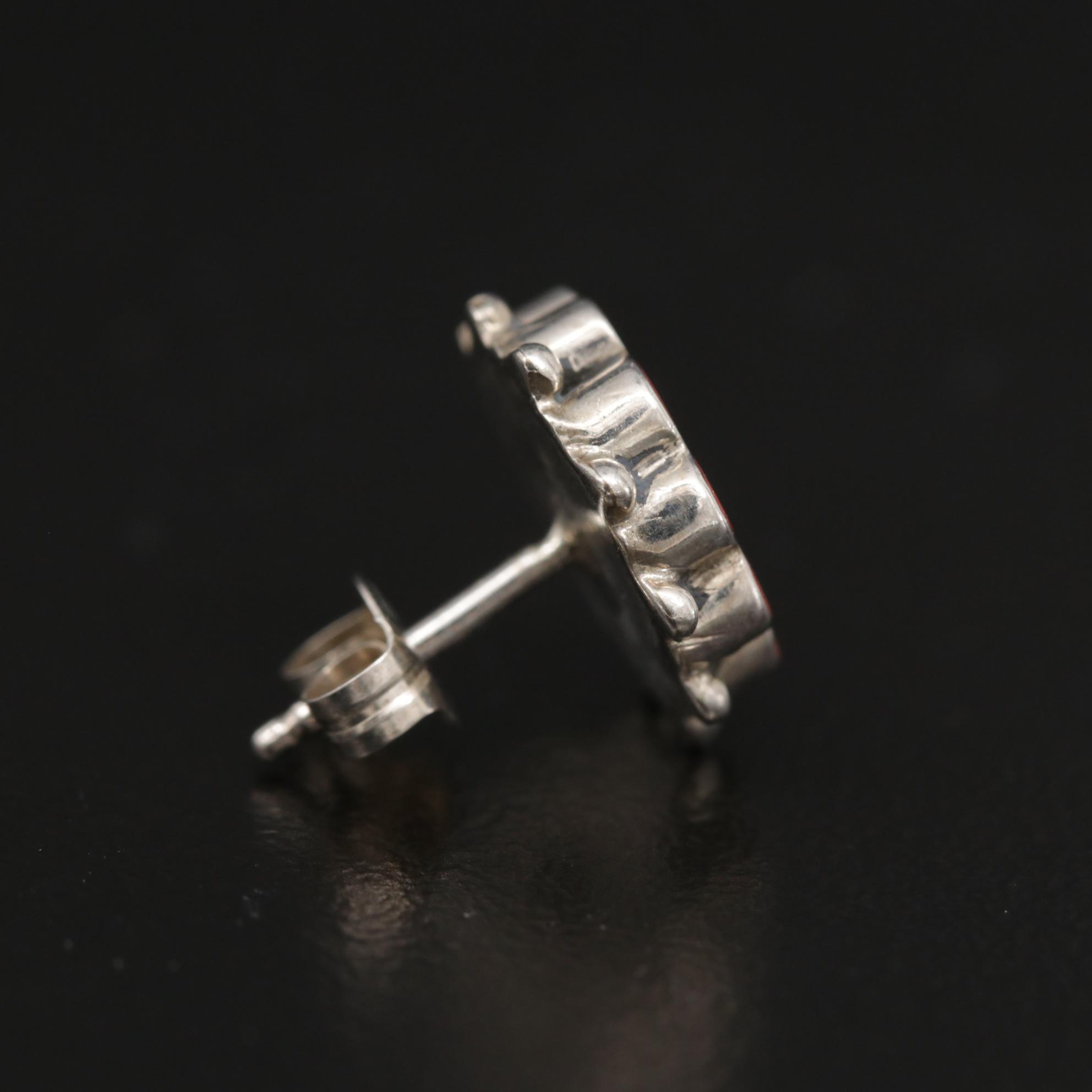 Sterling Silver Mother of Pearl, Coral and Turquoise Stud Earrings EBTH