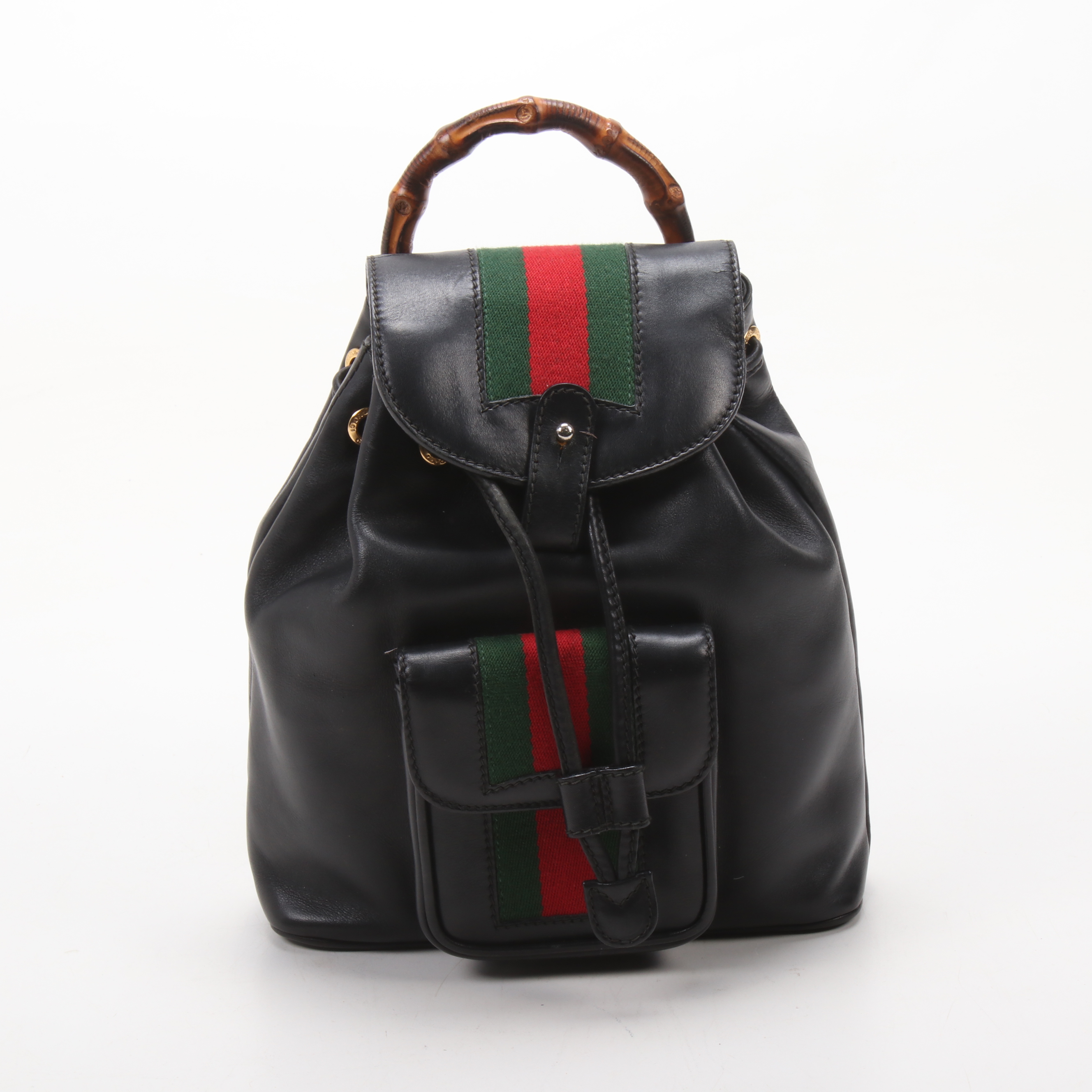 gucci backpack black with stripe