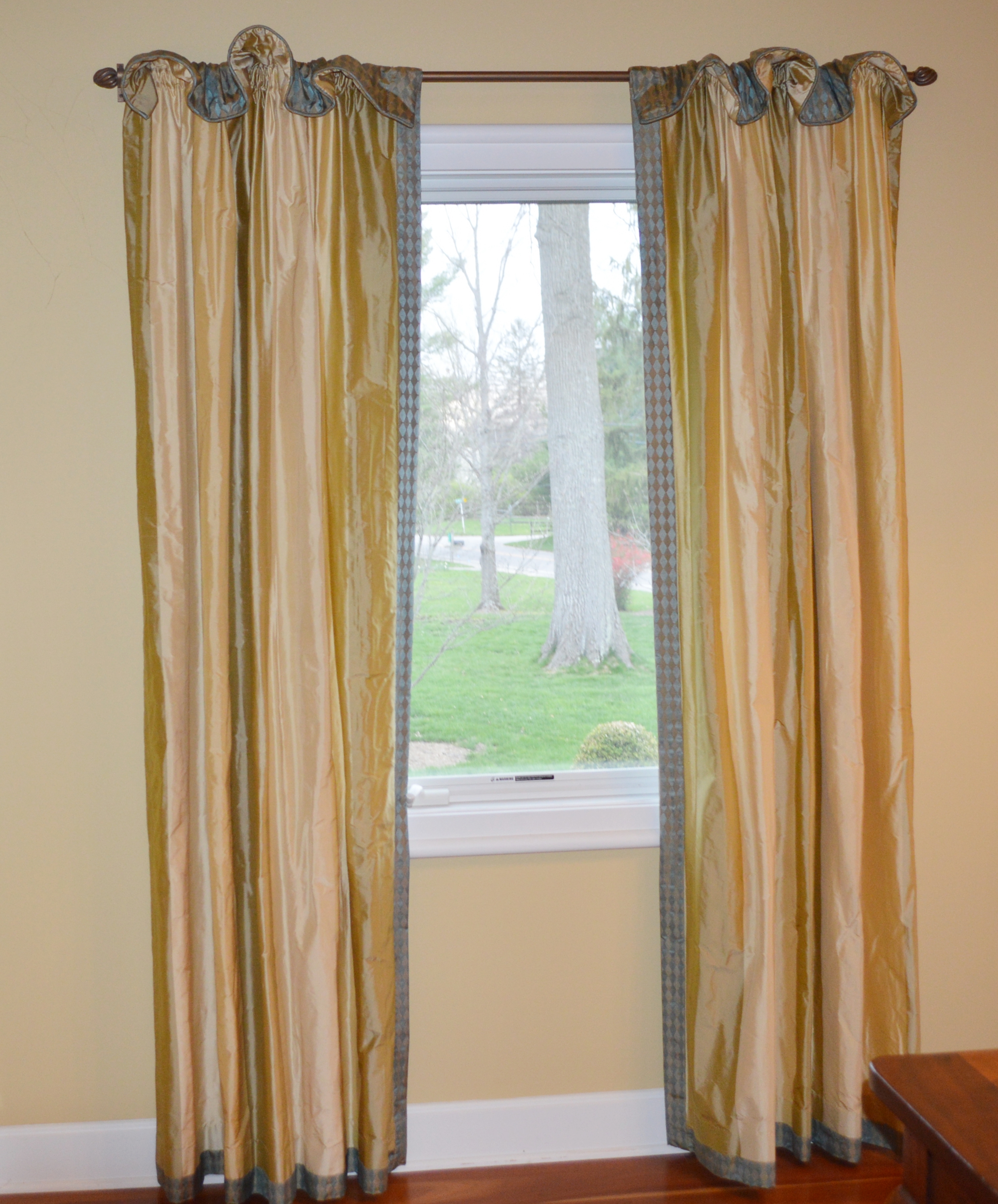 Custom Gold Tone Silk Drapery Panels EBTH