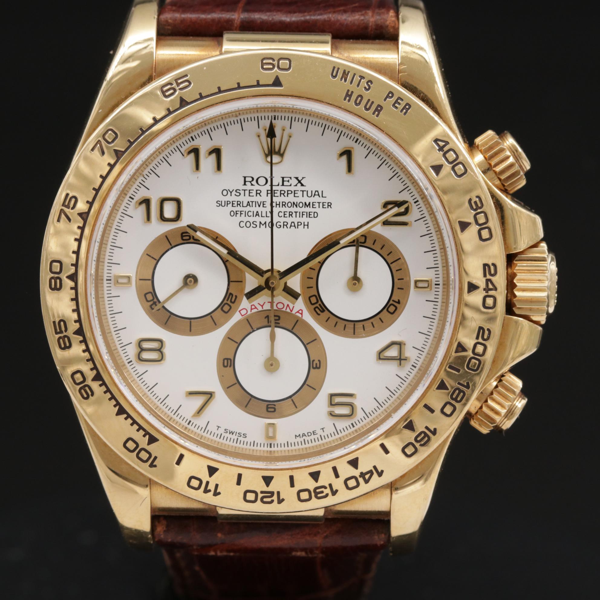 1997 Rolex Daytona Zenith 16518 18K Gold Chronograph Wristwatch EBTH