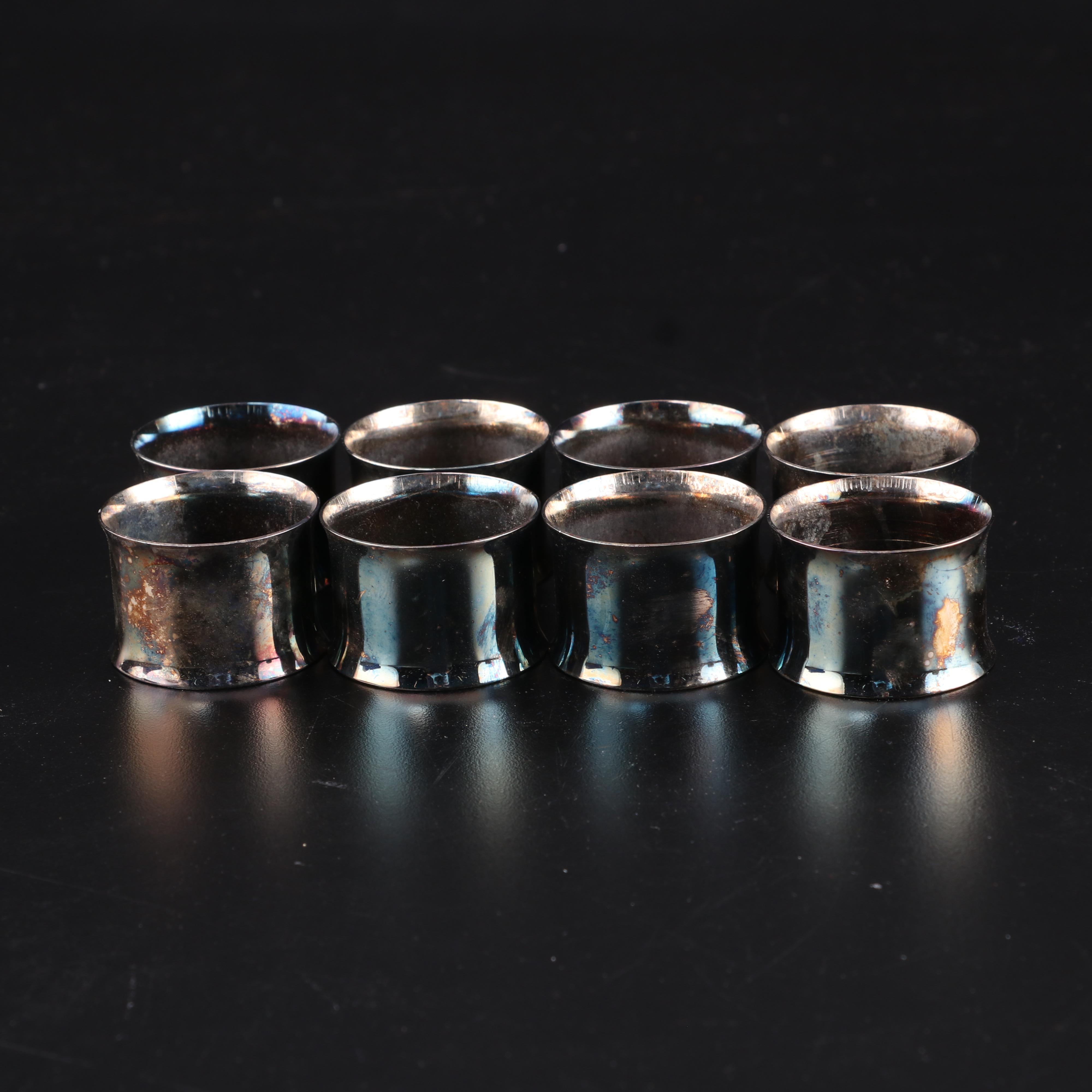 Sterling and Glass Coasters with Sheridan Silver Plate Napkin Rings EBTH