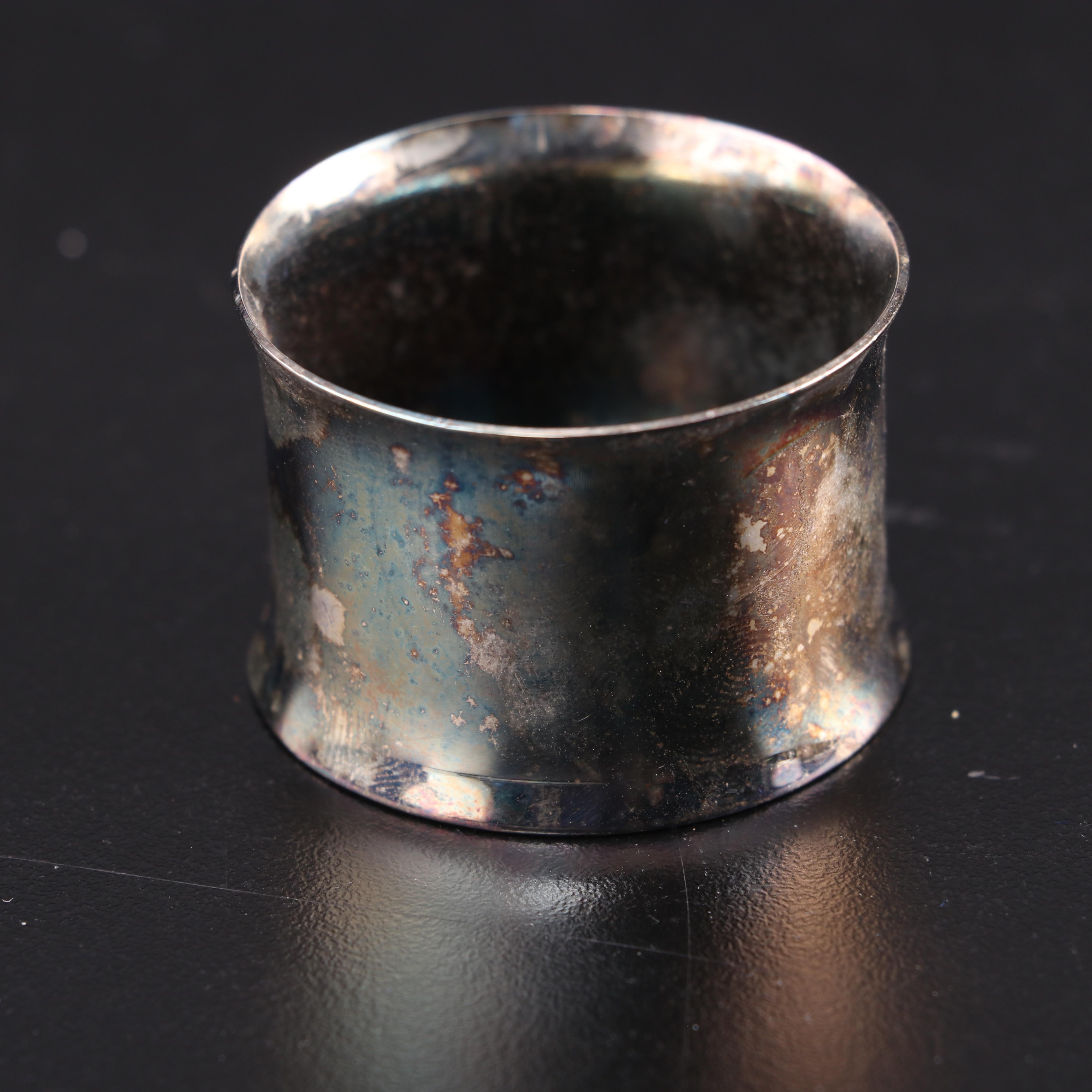 Sterling and Glass Coasters with Sheridan Silver Plate Napkin Rings EBTH