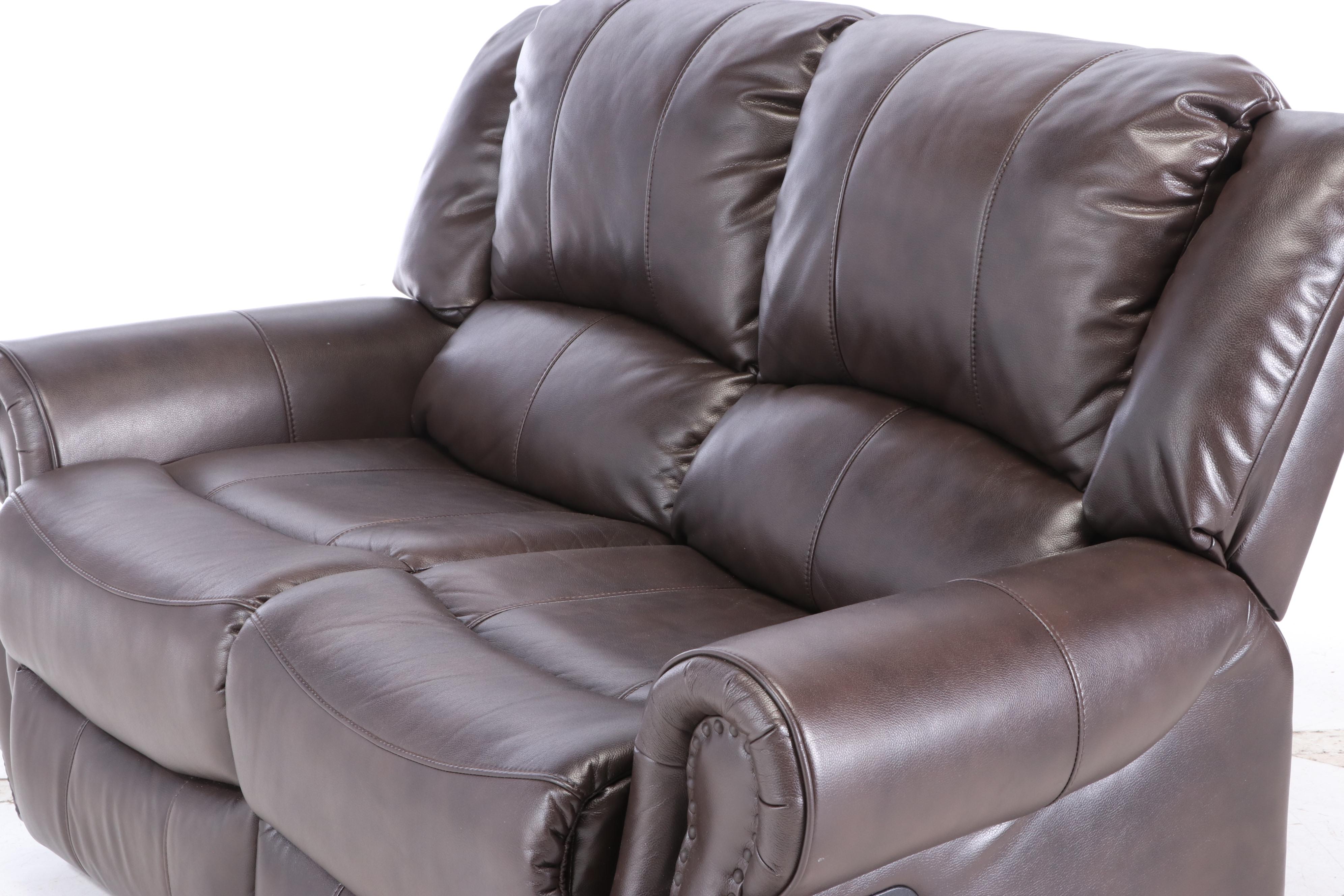 Abbyson Brown Leather DualReclining Loveseat EBTH