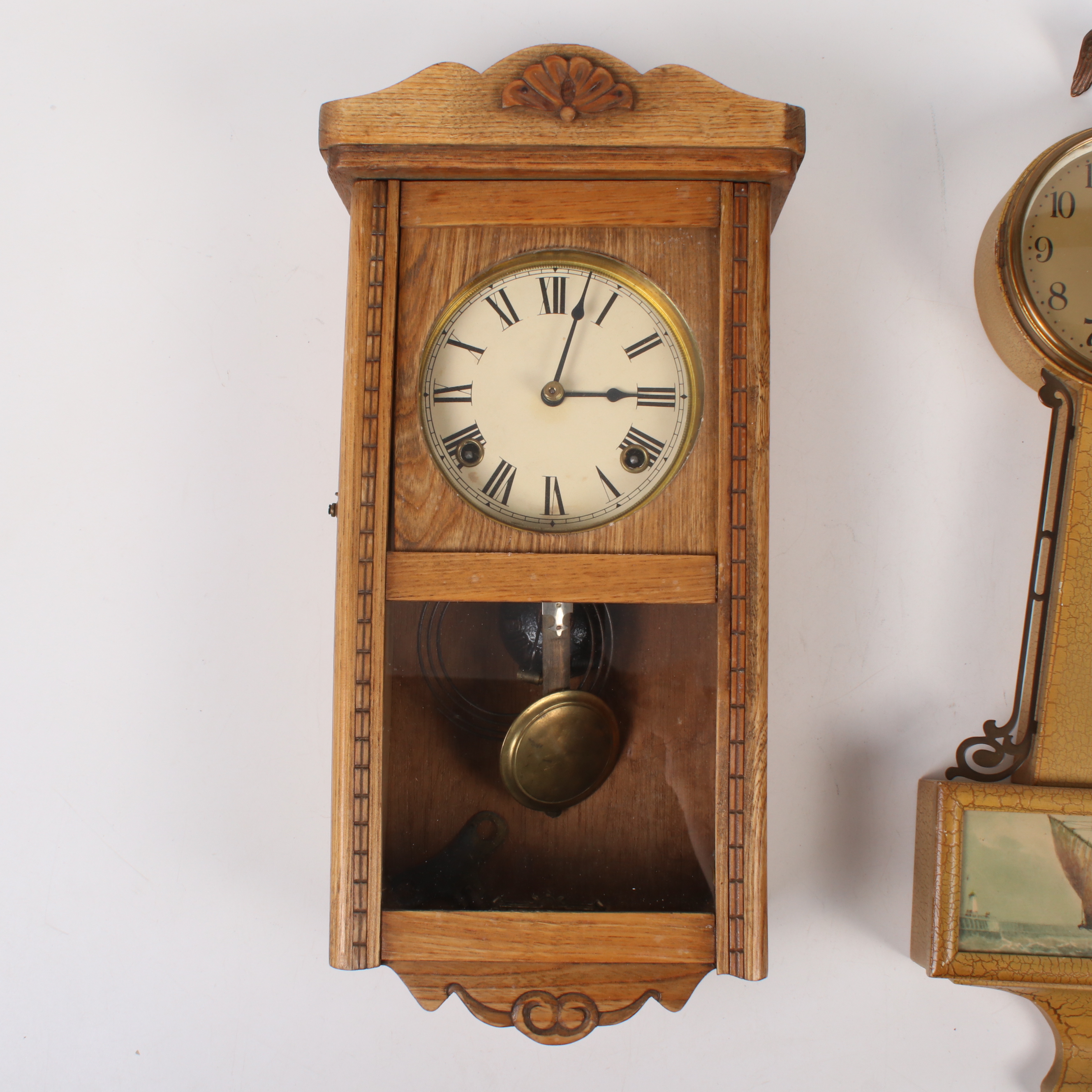 Sessions and Antique Schoolhouse Reproduction Wall Clocks, Mid to Late