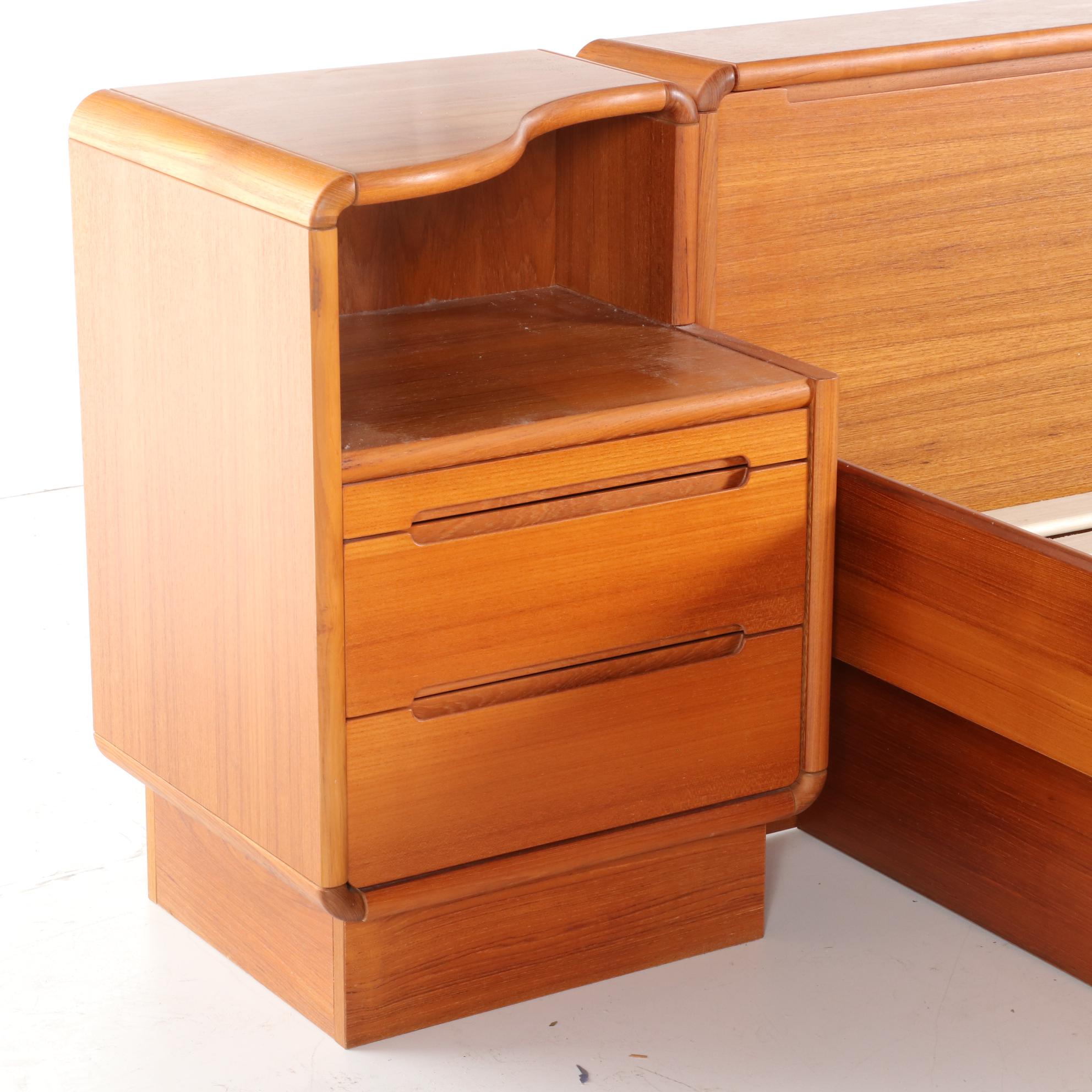 Otmar Danish Modern Teak Queen Size Bed Frame Plus Two Nightstands EBTH