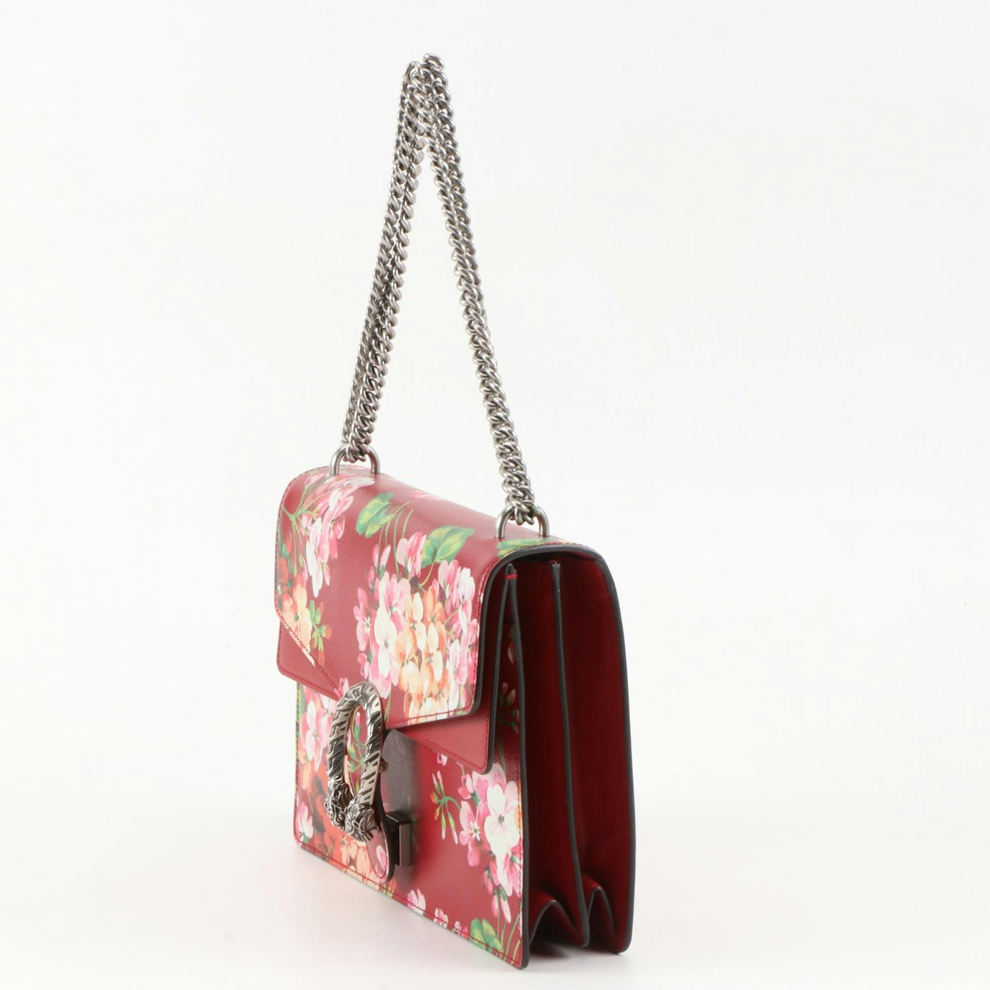 Gucci Red Blooms Print Leather Dionysus Medium Shoulder Bag | EBTH