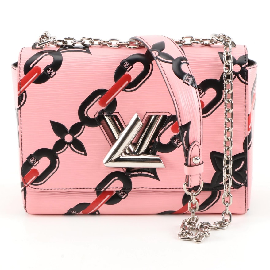 Louis Vuitton Twist Handbag Chain Flower Print Epi Leather MM at