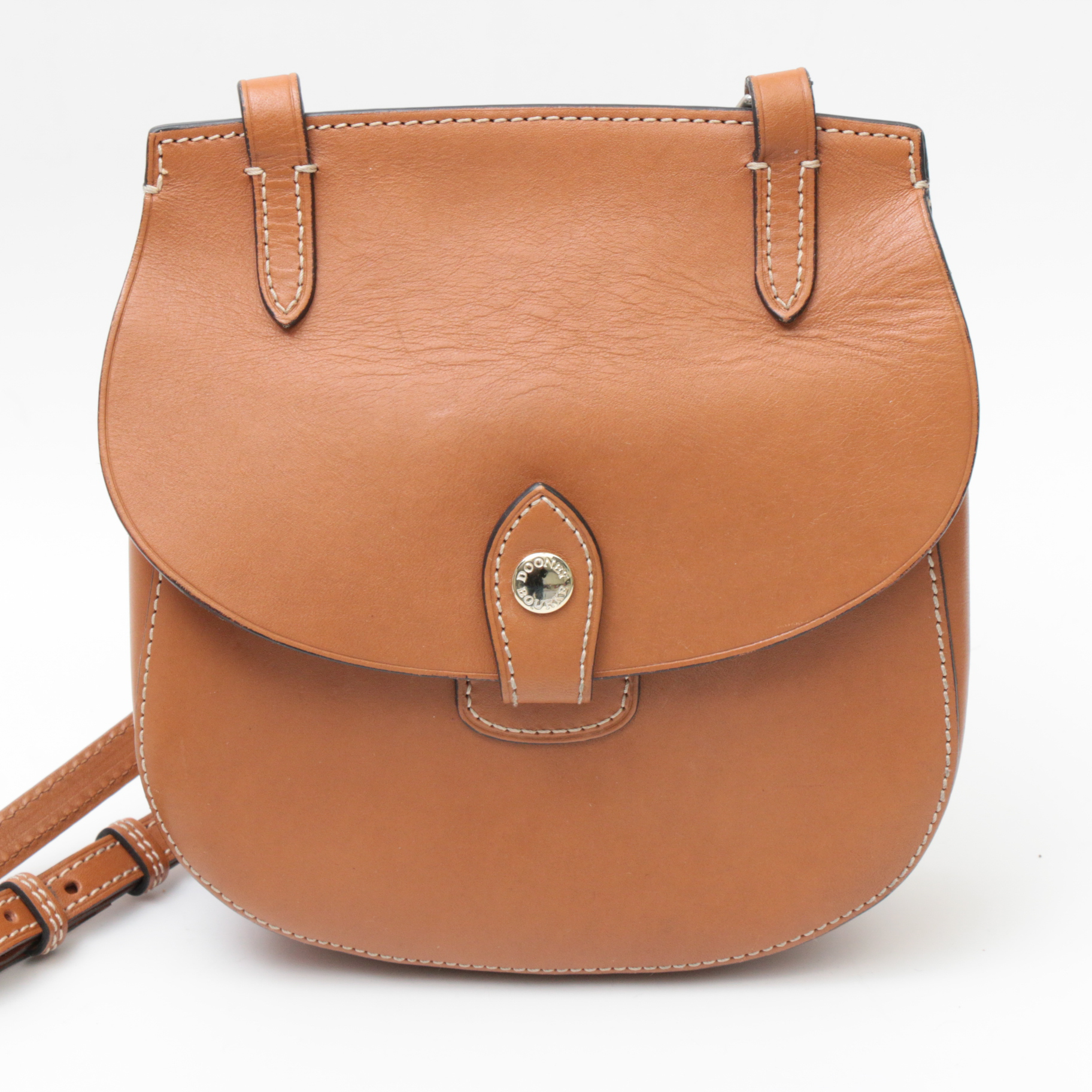 Dooney & Bourke Cognac Leather Crossbody Saddle Bag EBTH