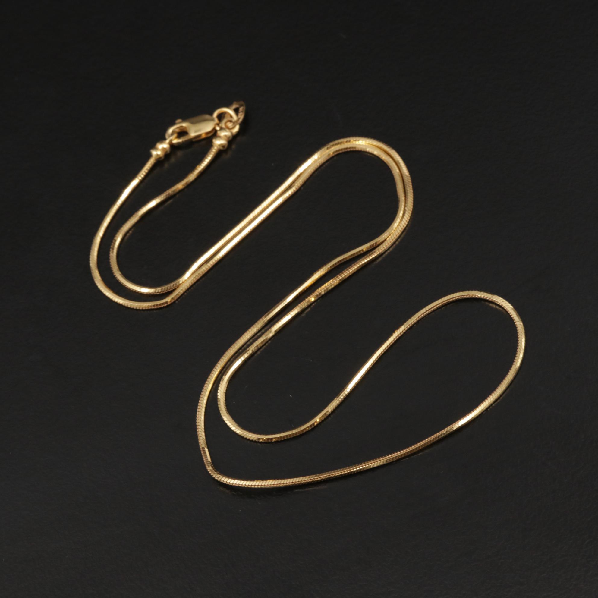 14K Gold Snake Chain Necklace EBTH