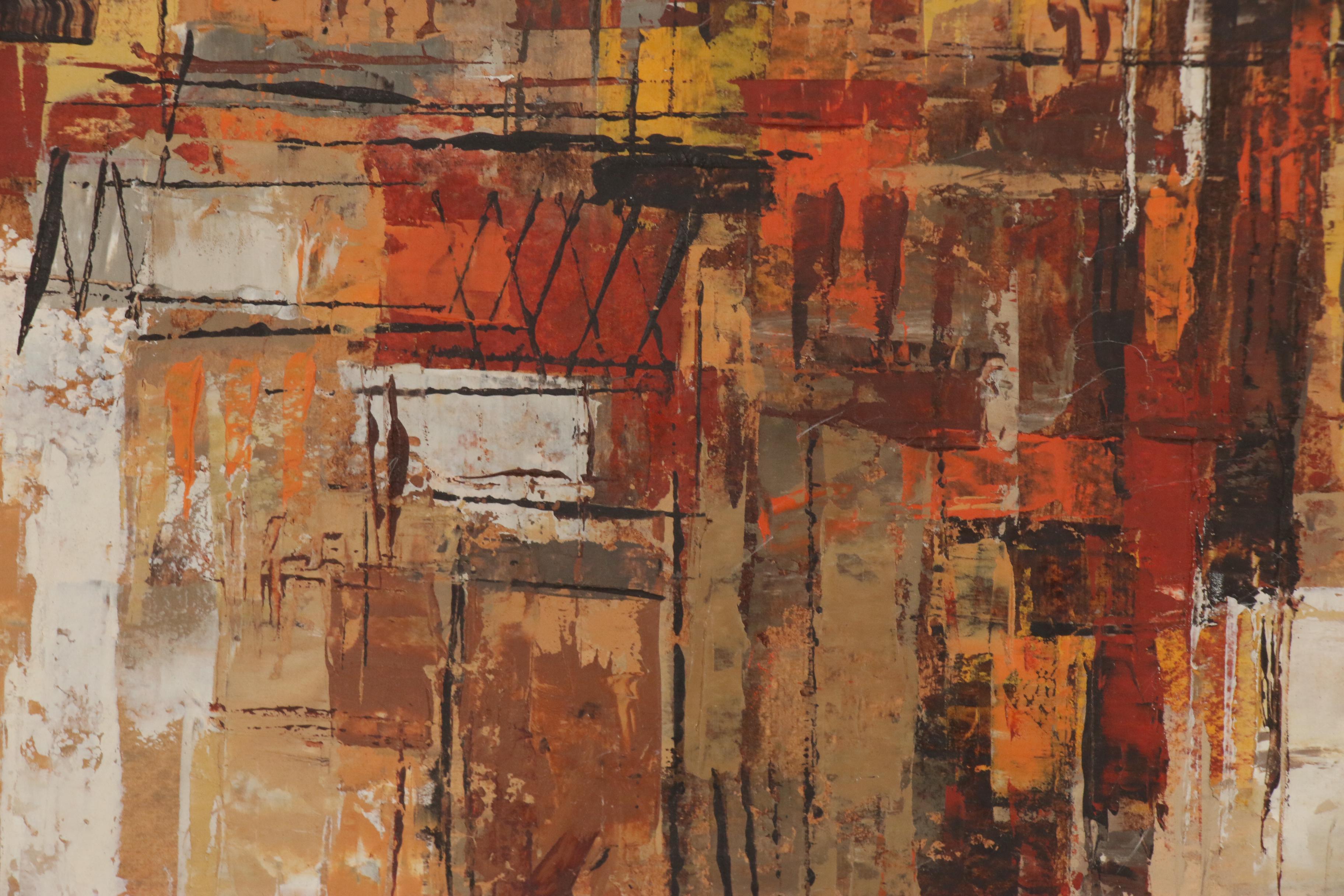 Fred Samuelson Abstract Cityscape Oil Painting, 1959 | EBTH