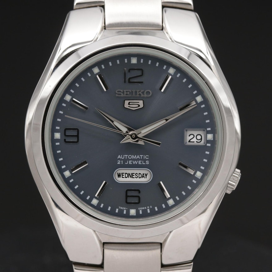 Seiko 5 Day-Date SNK621 Stainless Steel Automatic Wristwatch | EBTH