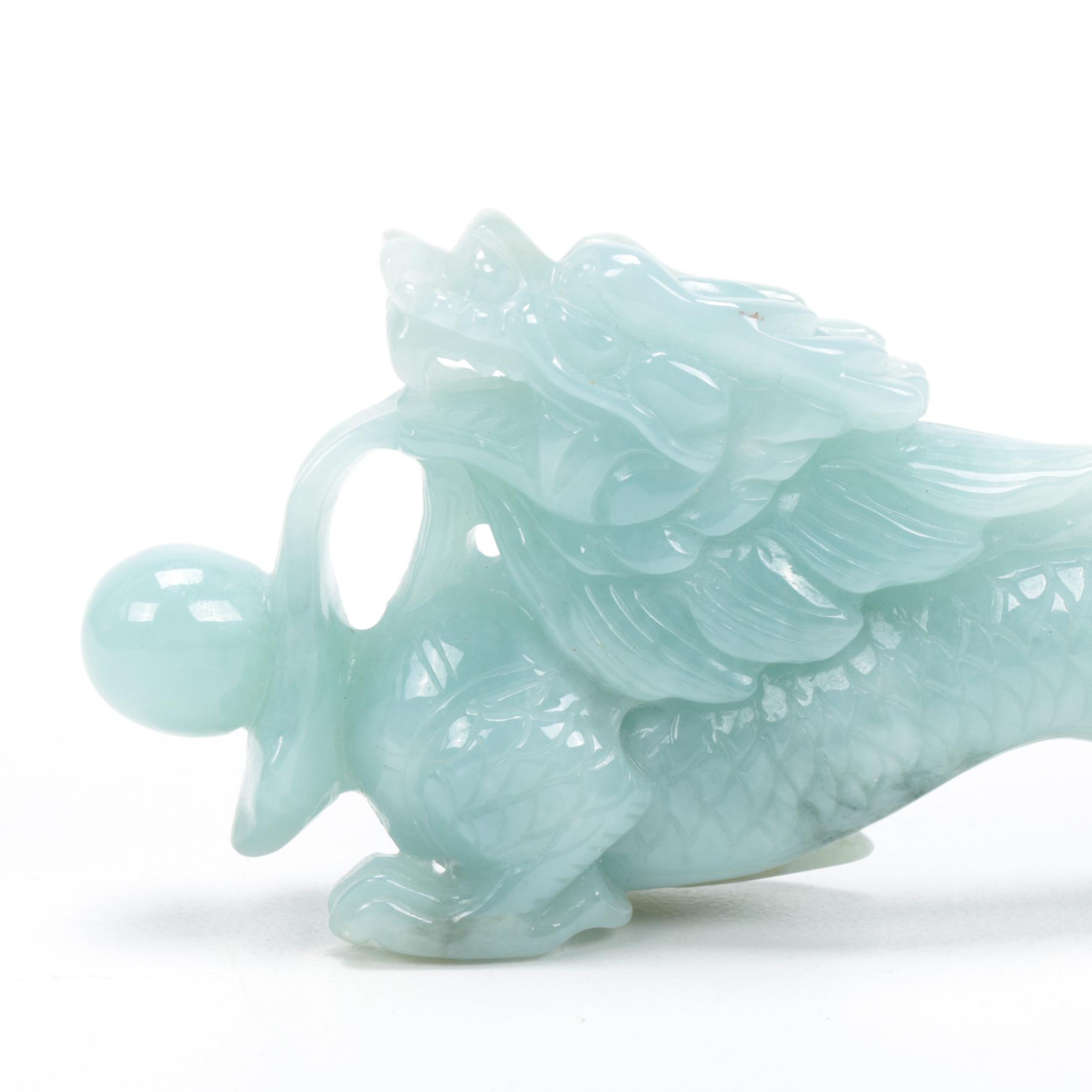 Chinese Carved Jade Dragon Figurine EBTH