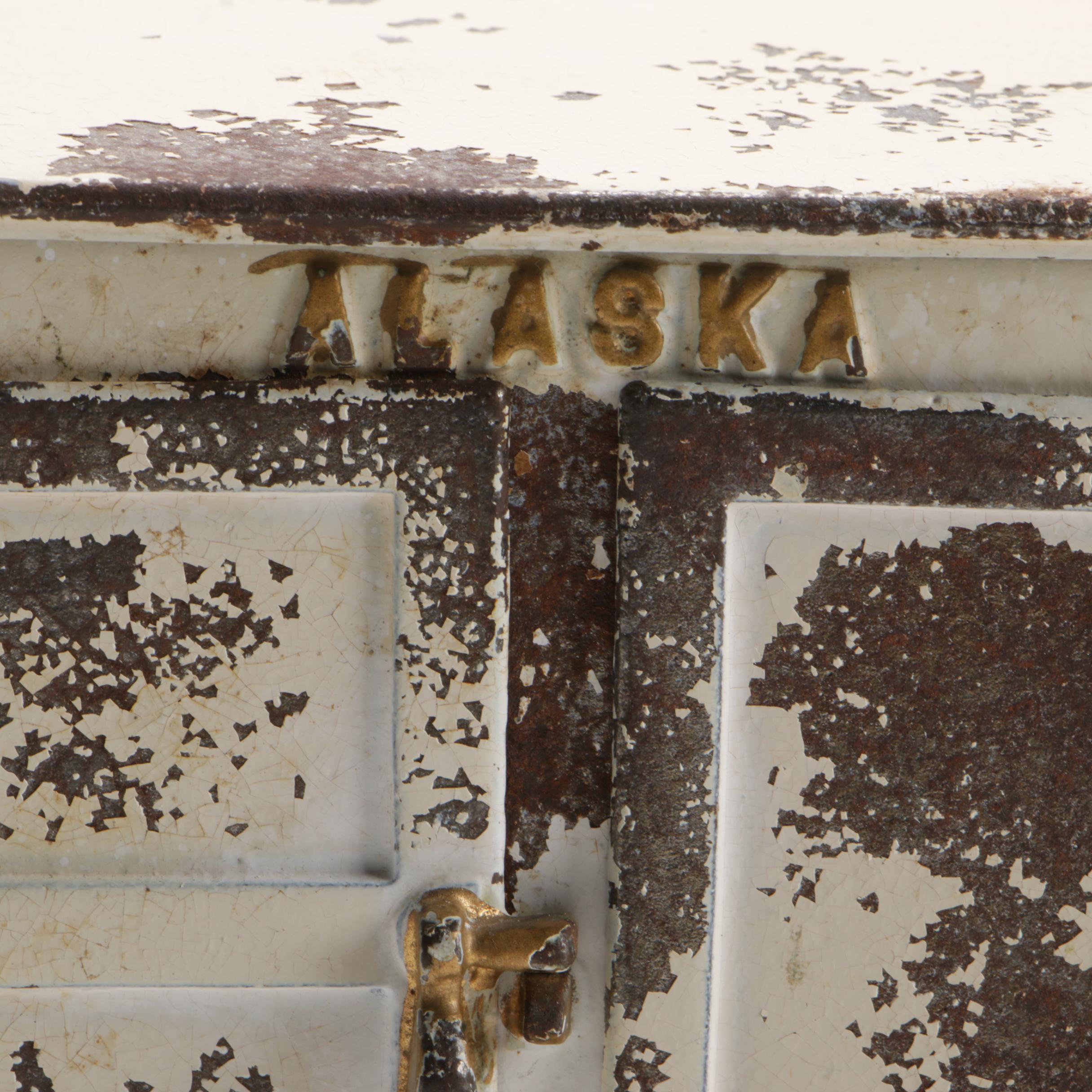 Arcade "Alaska" Cast Iron Toy Icebox with Glass Ice Block EBTH