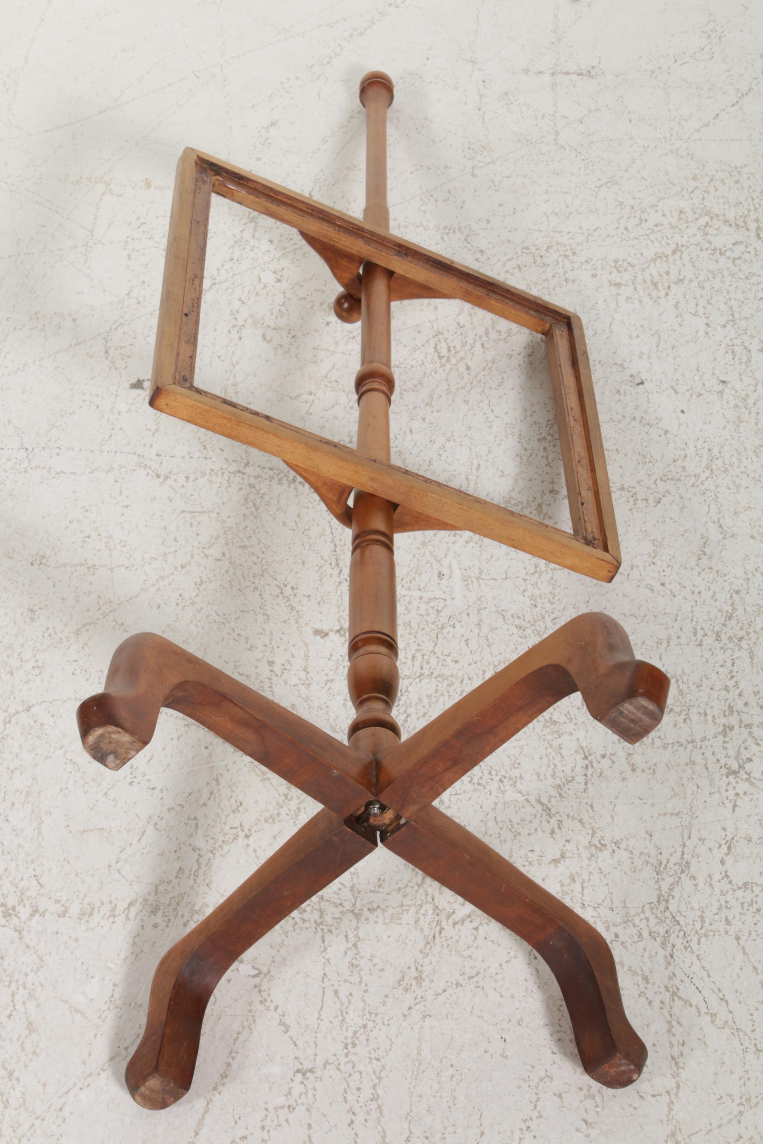 Turned Wood Pole Fire Screen Stand EBTH