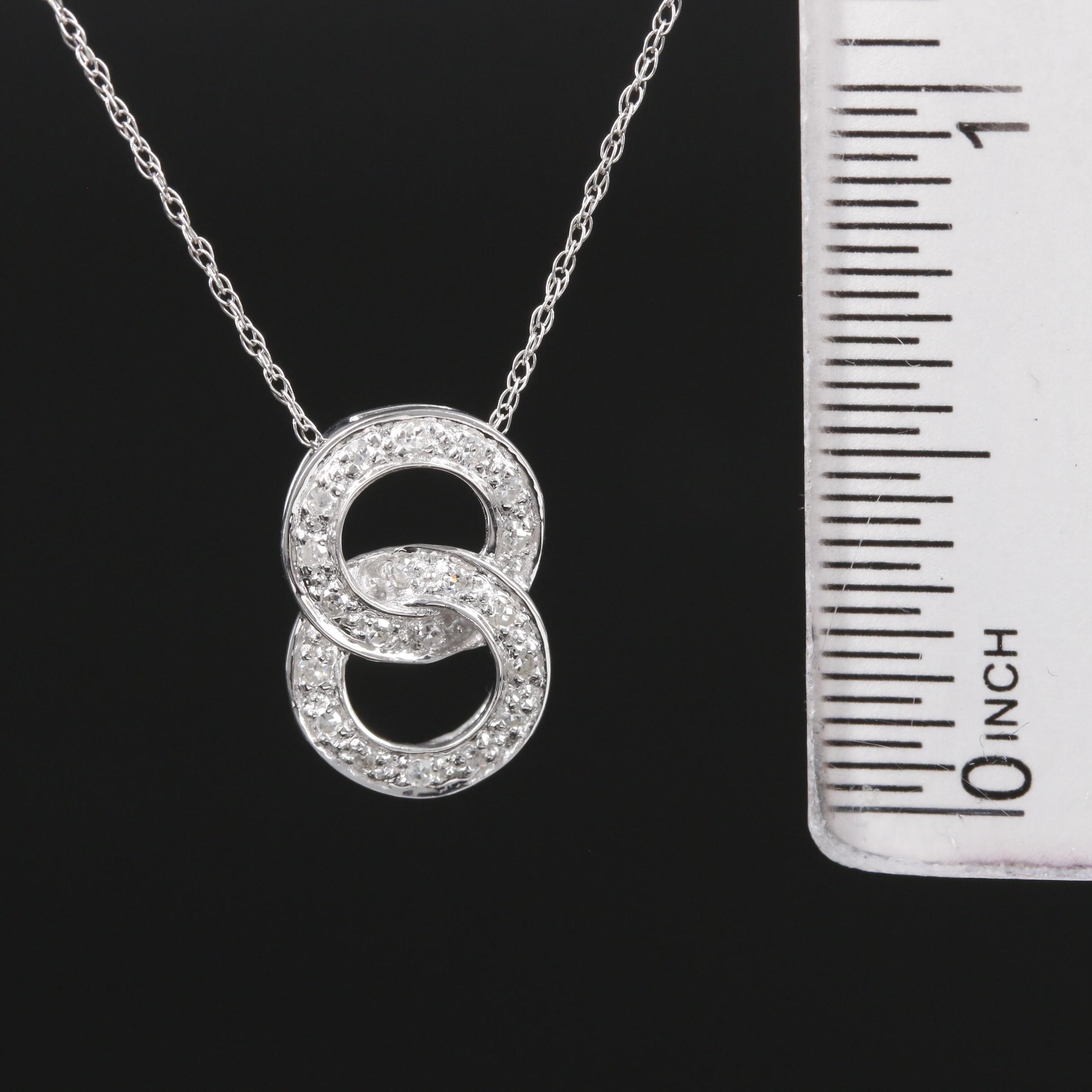 14K Gold Diamond Double Loop Pendant Necklace EBTH