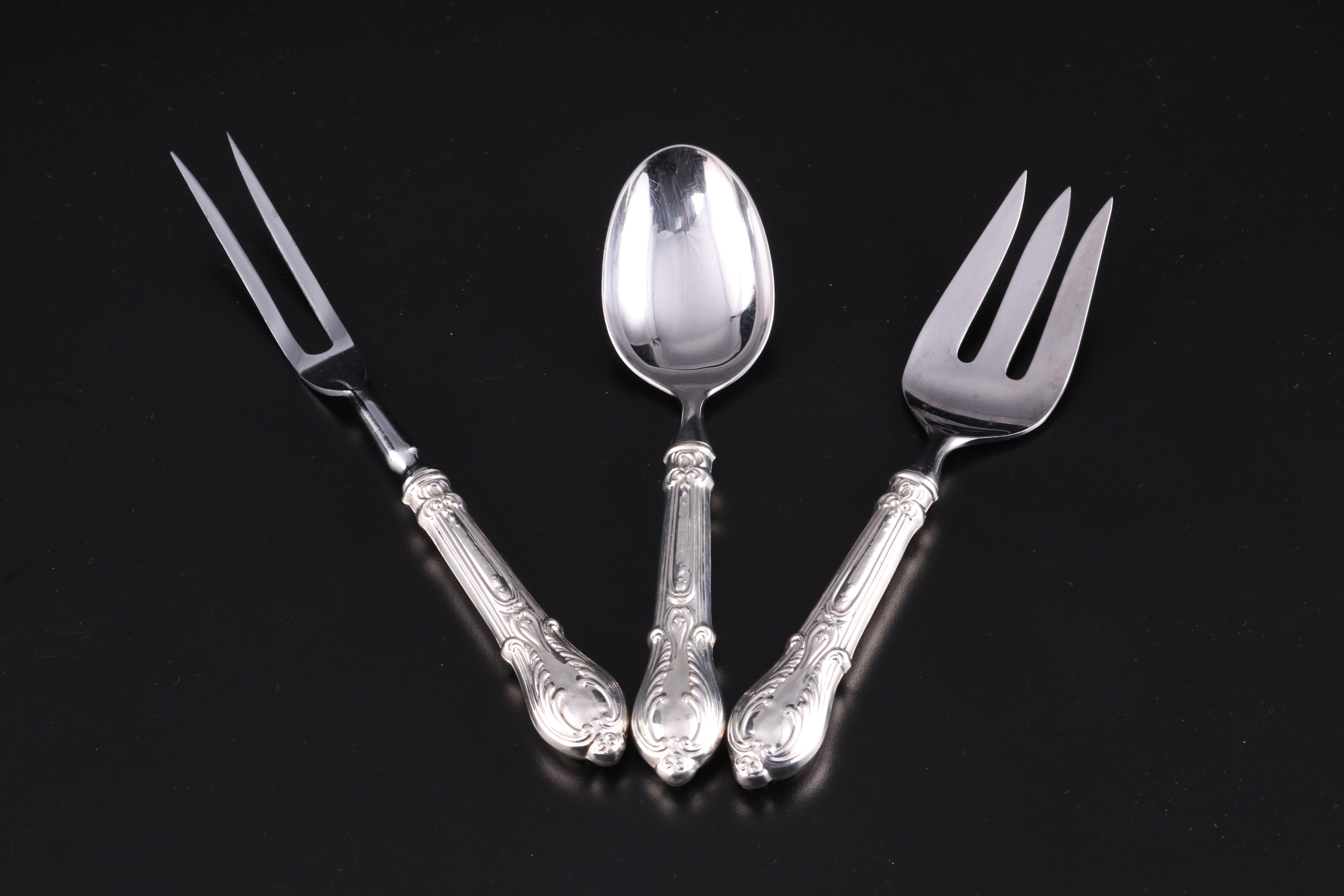 Crown Sterling Silver Handled Carving Set and Serving Utensils EBTH