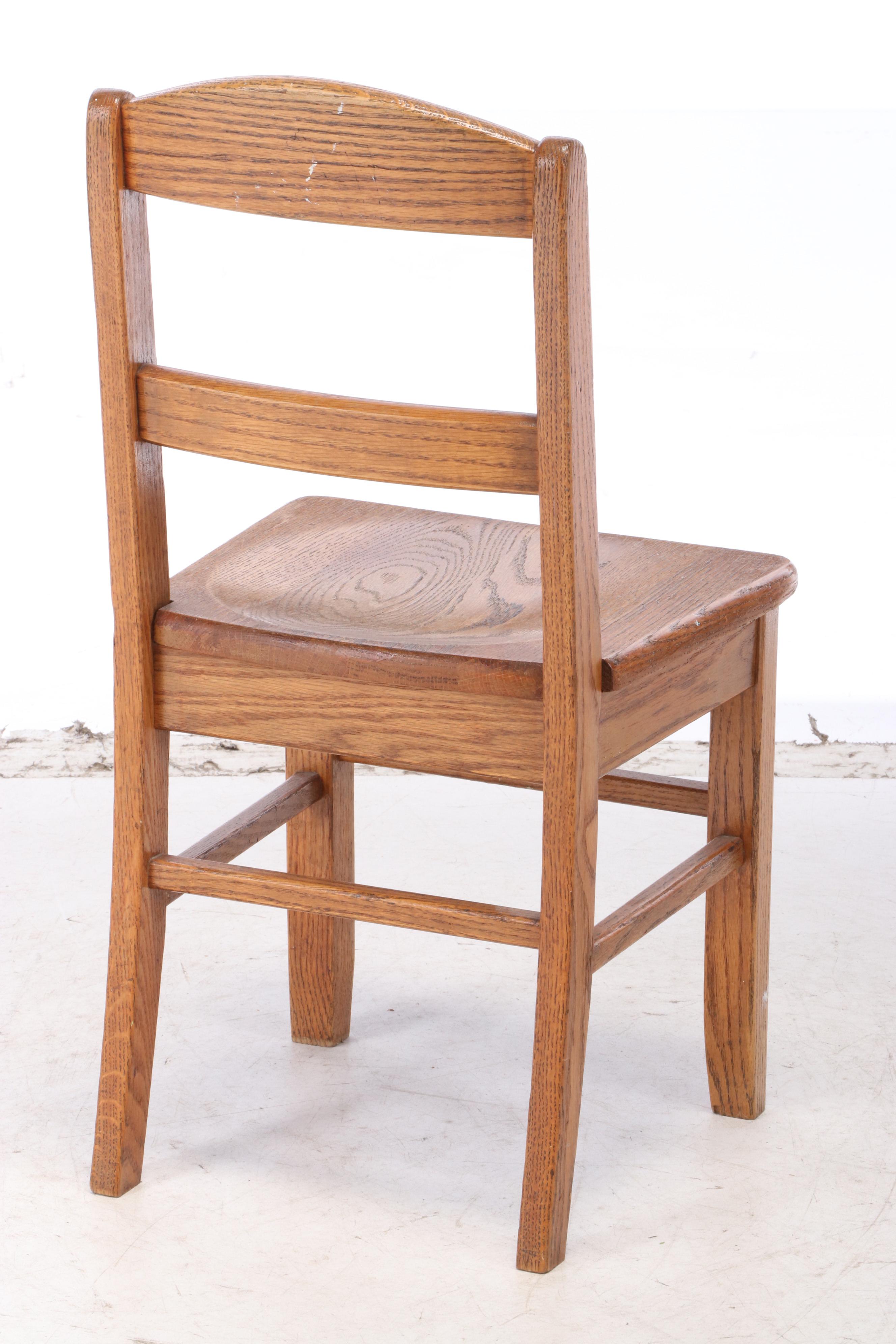 Children's Oak RollTop Desk and Chair, Early 20th Century EBTH