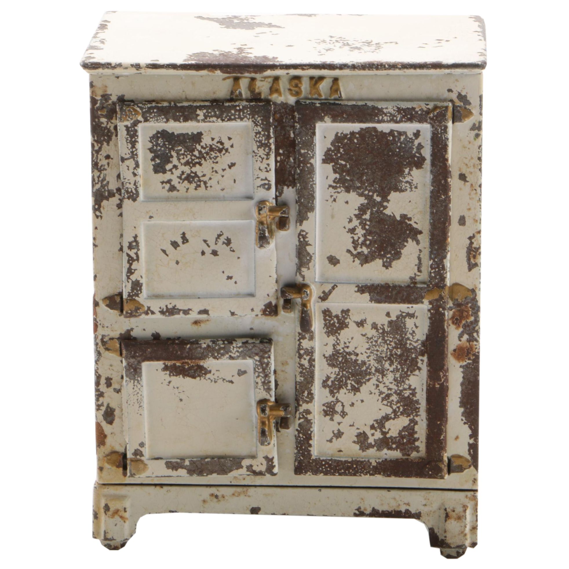 Arcade "Alaska" Cast Iron Toy Icebox with Glass Ice Block EBTH