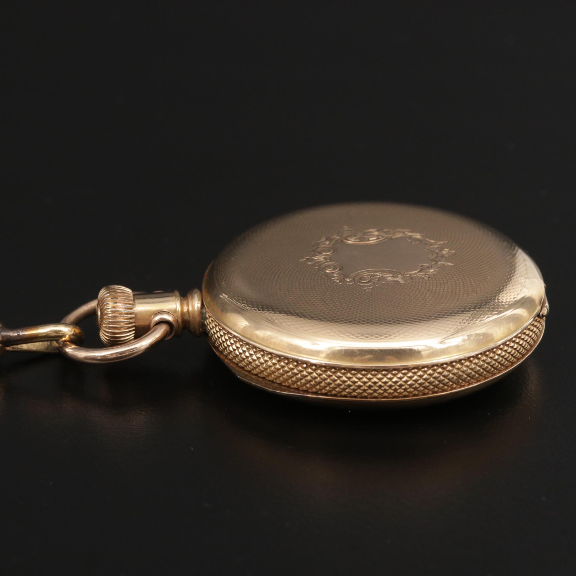 1884 Illinois Watch Co. Hunting Case Pocket Watch with Fob Chain EBTH