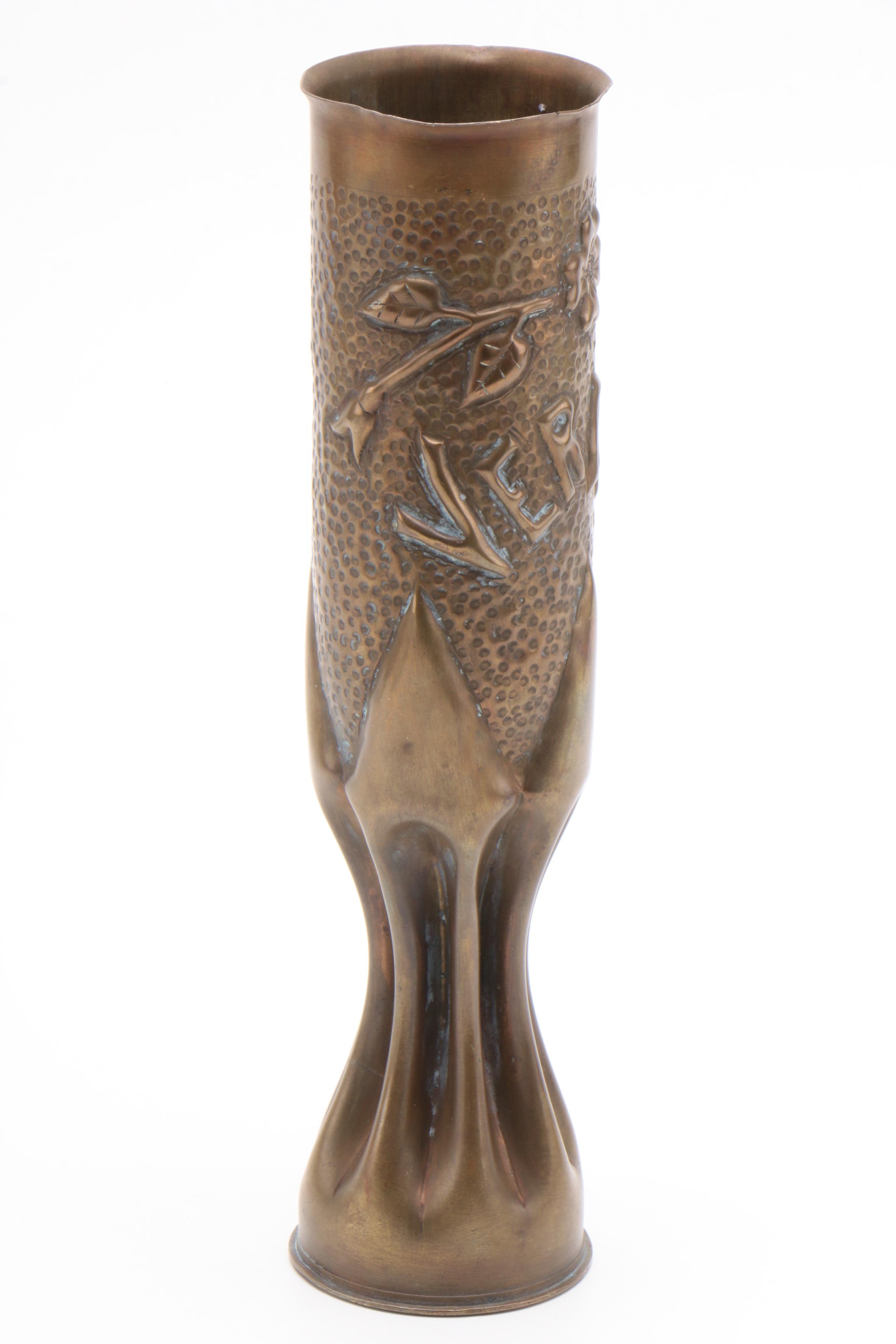 Trench Art Embossed WW1 Artillery Shell EBTH