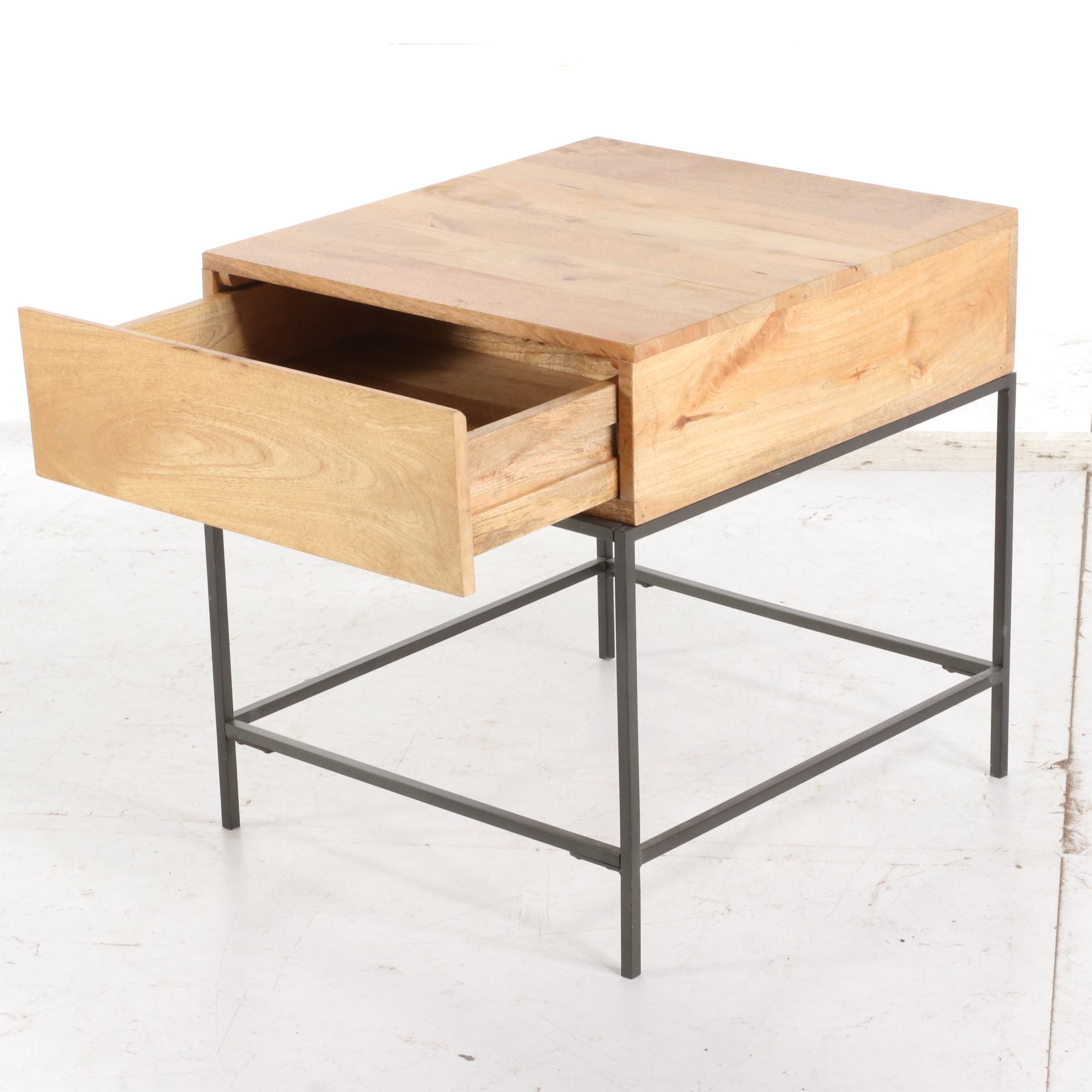 West Elm Rustic Storage Collection Mango Wood and Metal Side Table EBTH