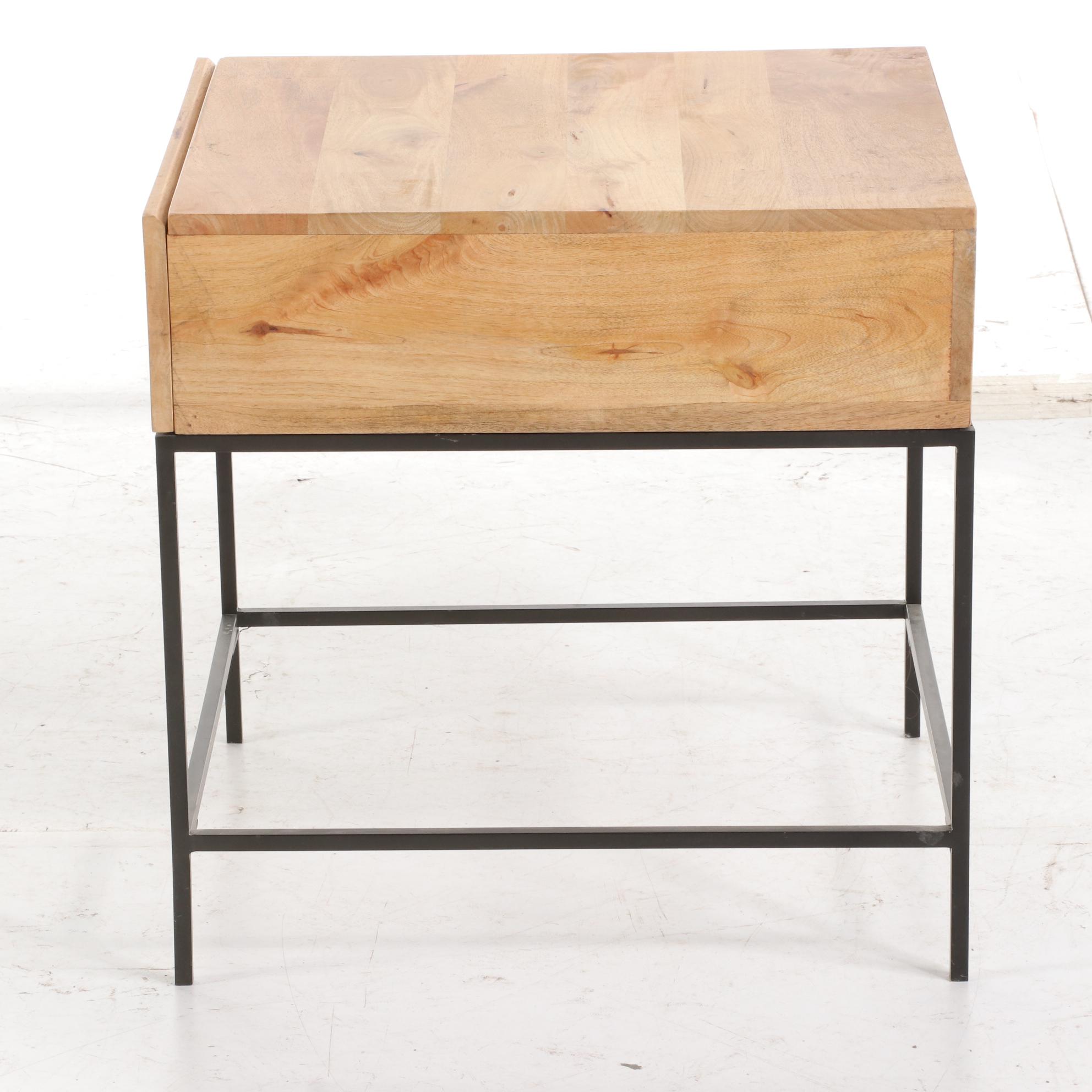 West Elm Rustic Storage Collection Mango Wood and Metal Side Table EBTH