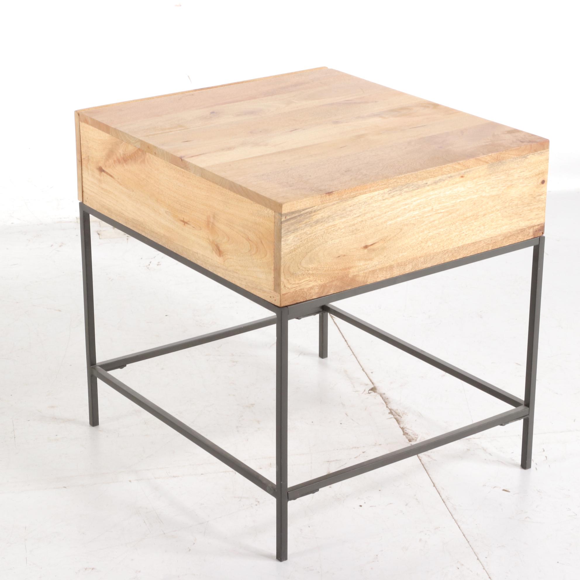 West Elm Rustic Storage Collection Mango Wood and Metal Side Table EBTH