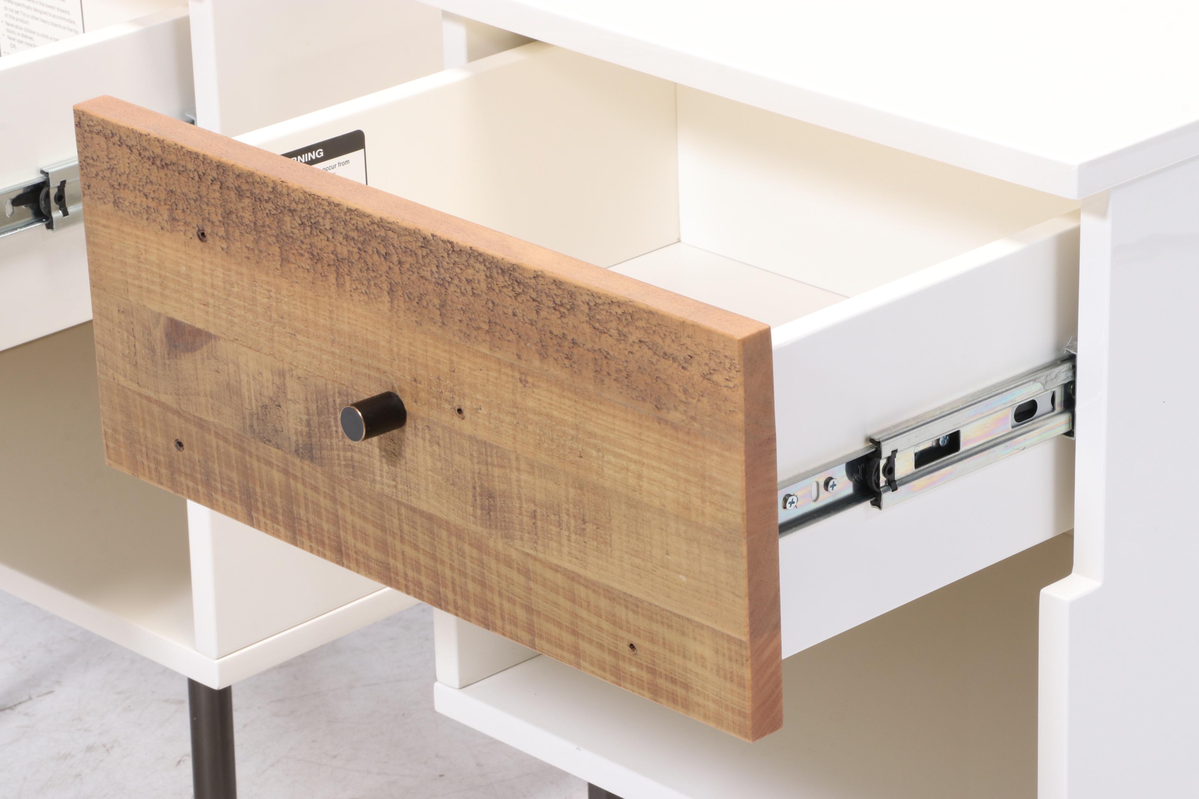 Pair of West Elm Reclaimed Wood and Lacquer OneDrawer Nightstands EBTH