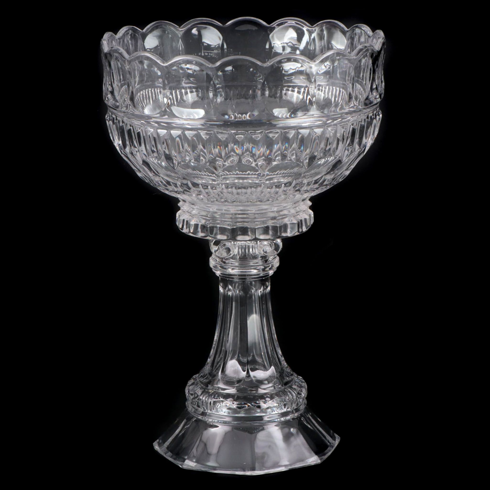 American Cut Glass Pedestal Centerpiece Bowl, 20th Century EBTH