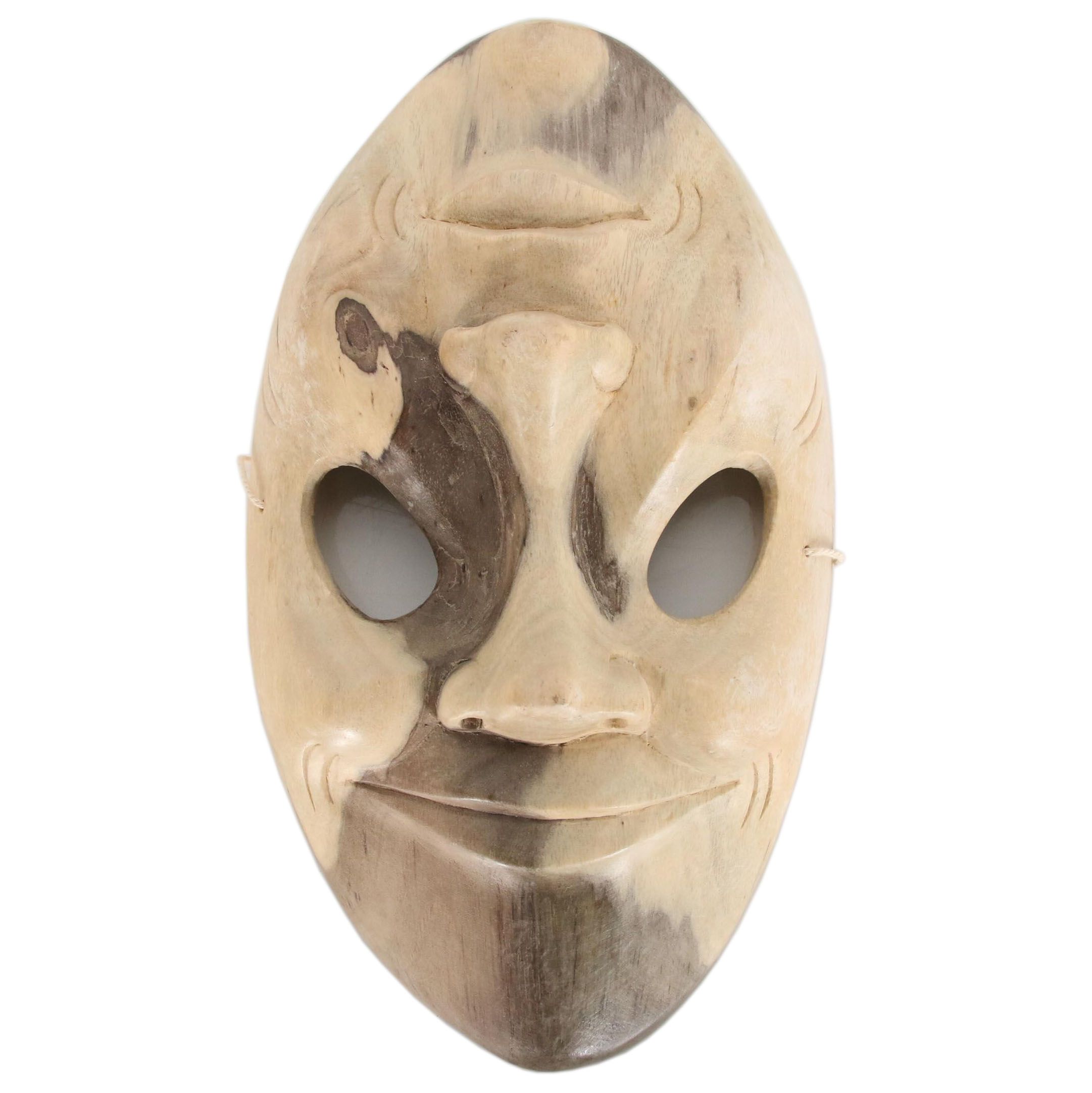 Indonesian Carved Hibiscus Wood Two Faced Mask Ebth