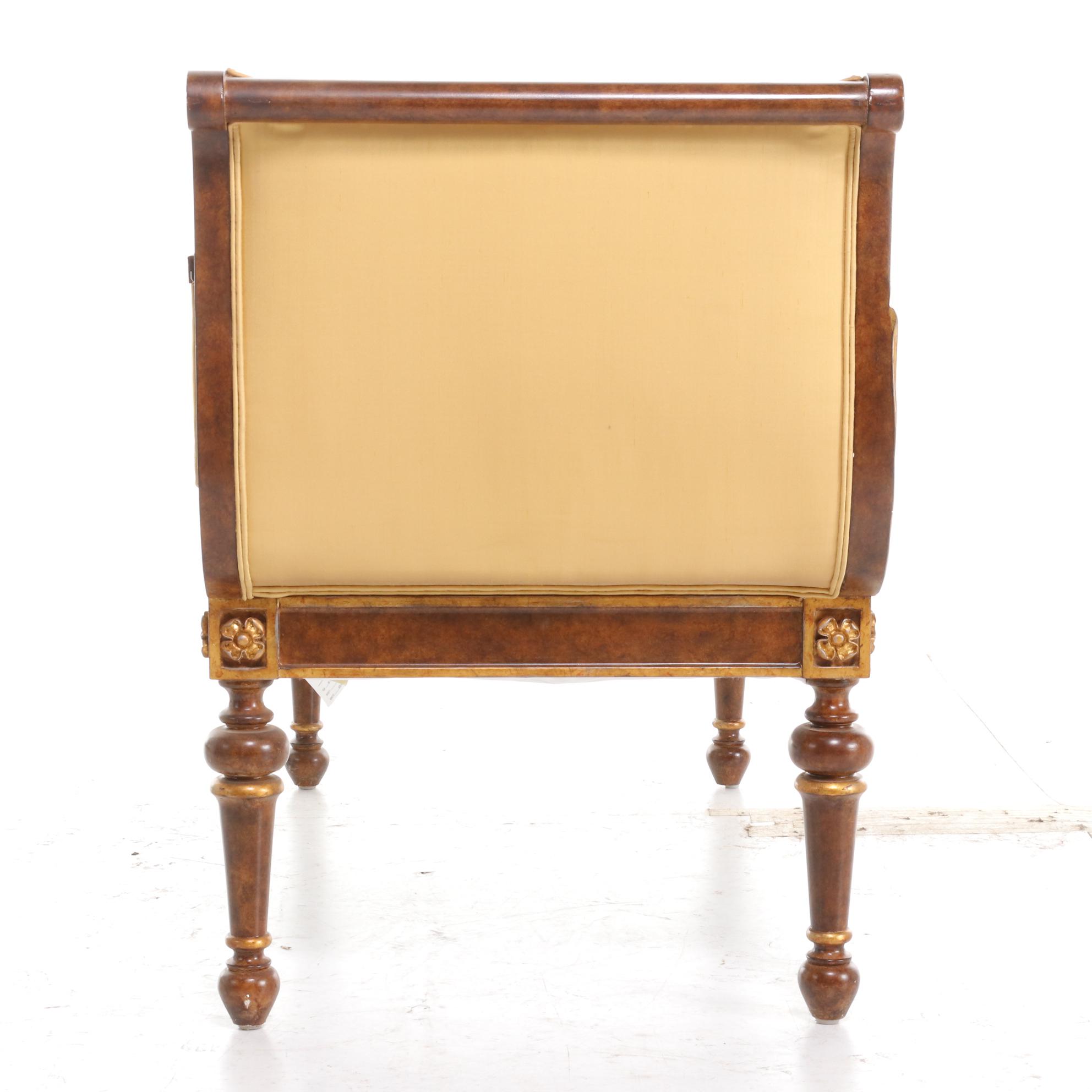 Ital Art Design Empire Style Stained Wood Upholstered Settee EBTH