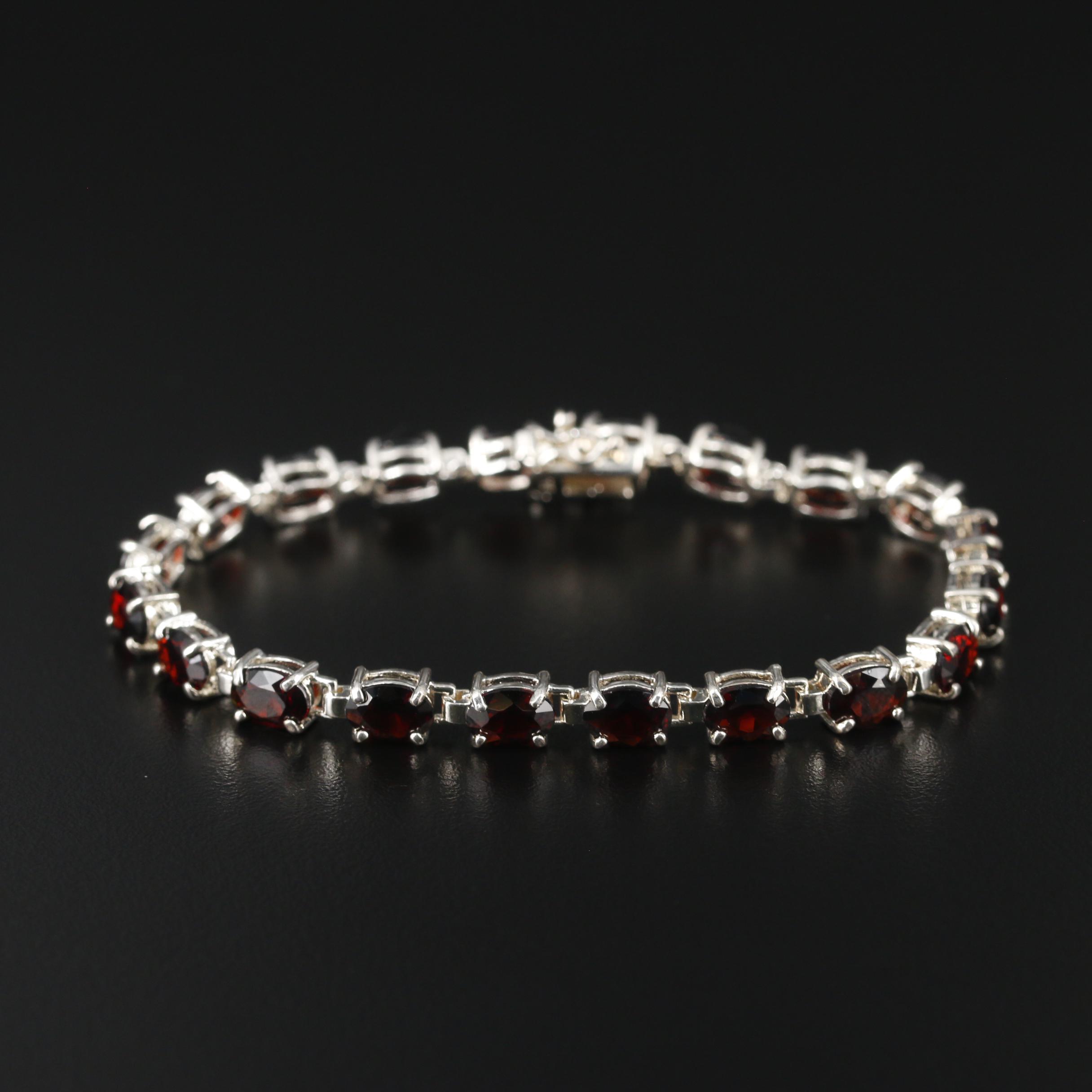 garnet and silver bracelet