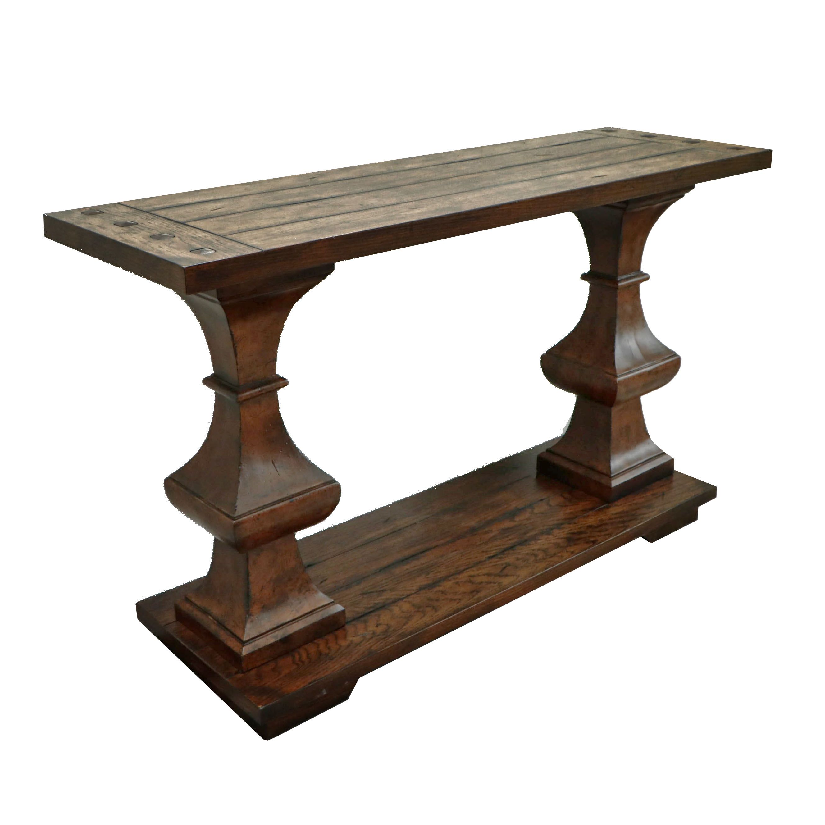 Planked Wood Style DoublePedestal Console Table EBTH