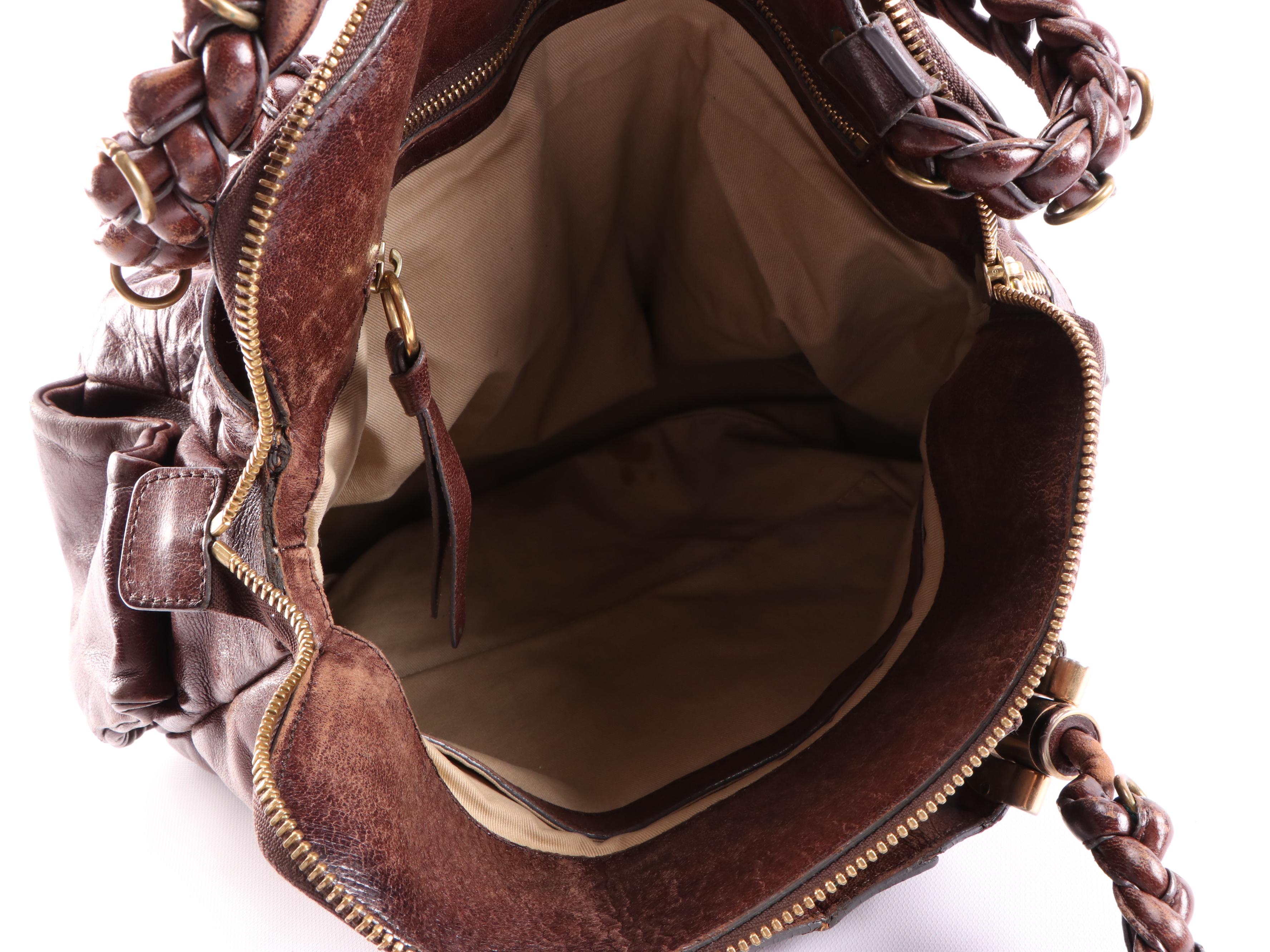 Chloe Brown Leather Quilt Patch Detail 