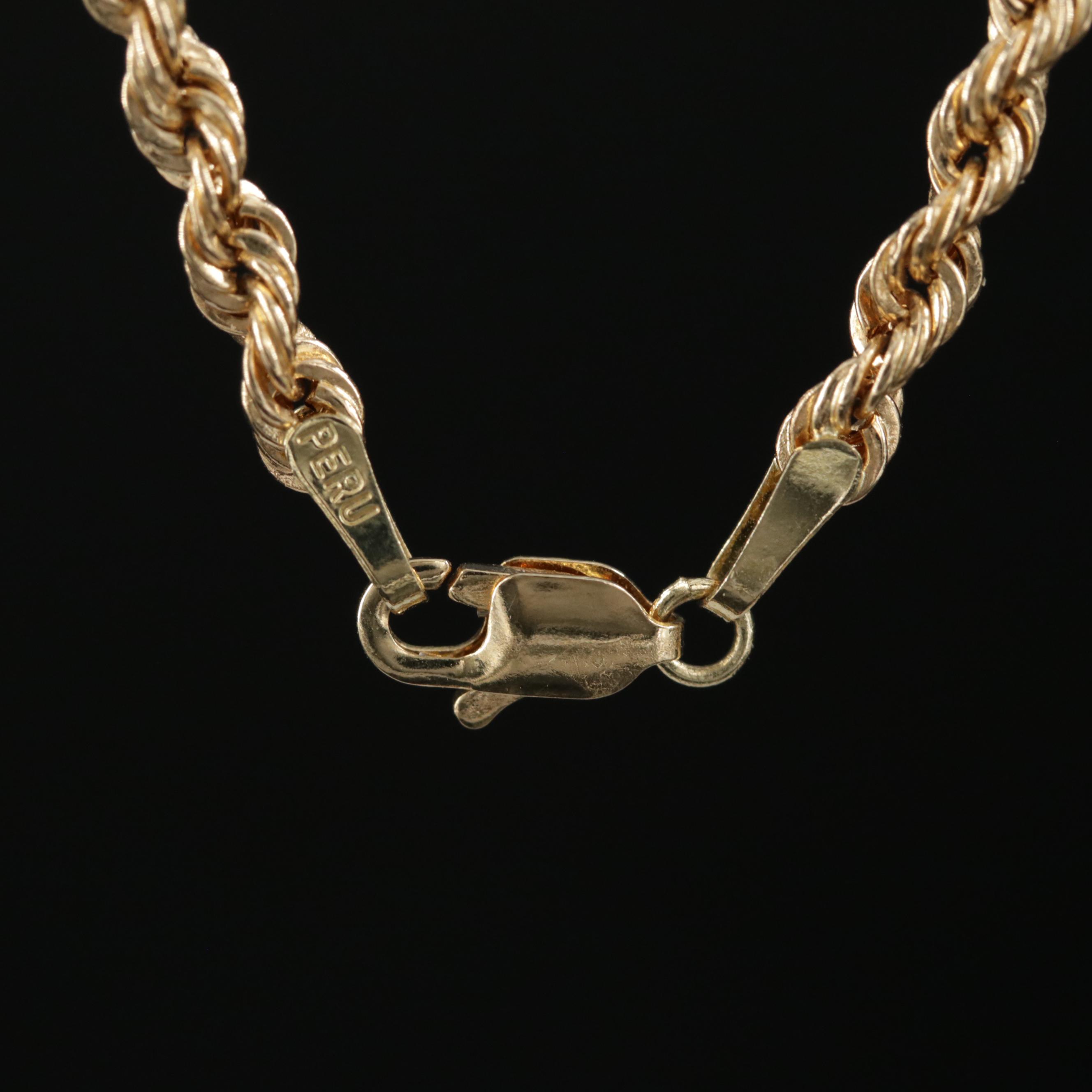 14K Gold Rope Chain Necklace EBTH
