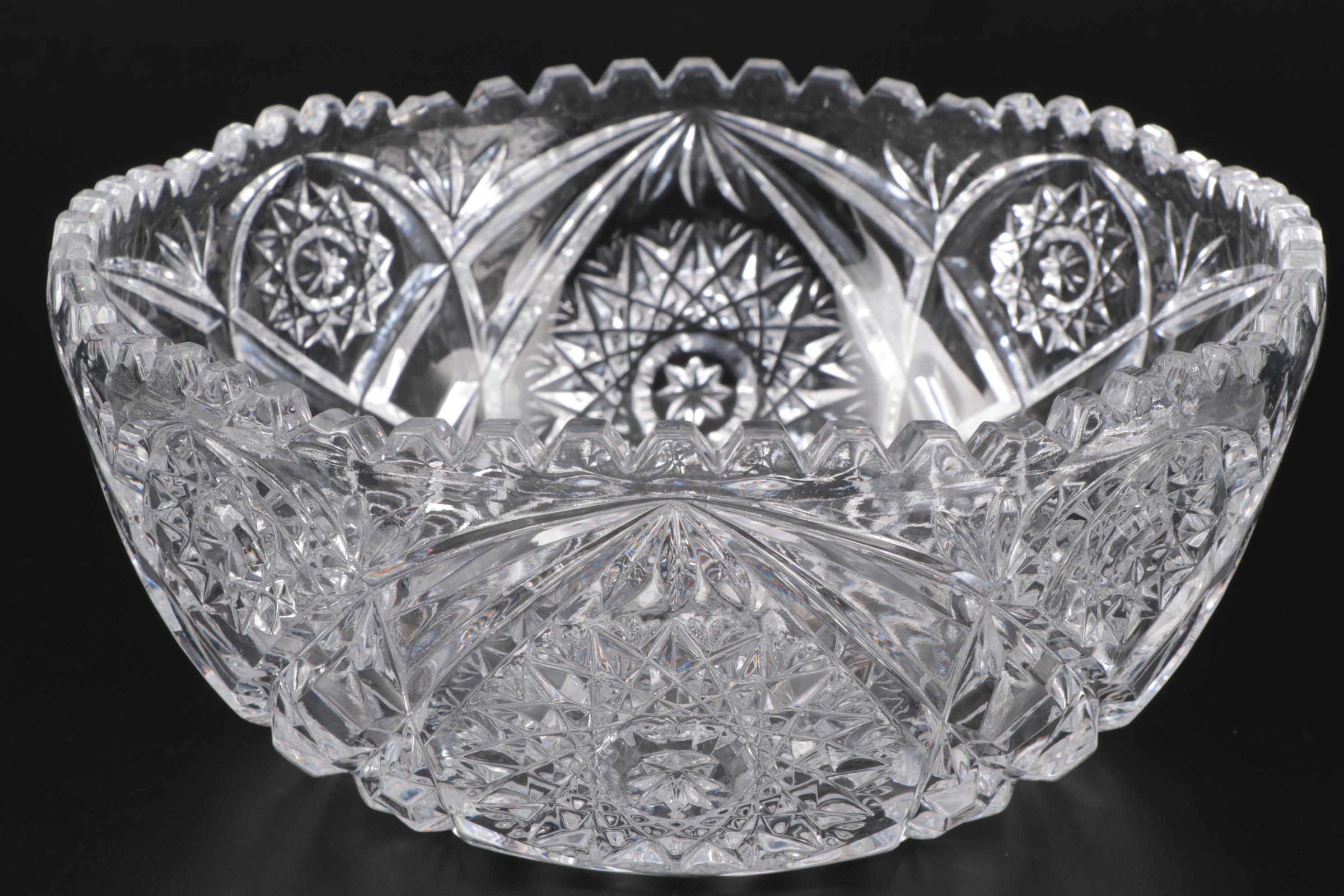 Waterford Crystal "Lismore" Bowl with American Brilliant Cut Glass Bowls EBTH