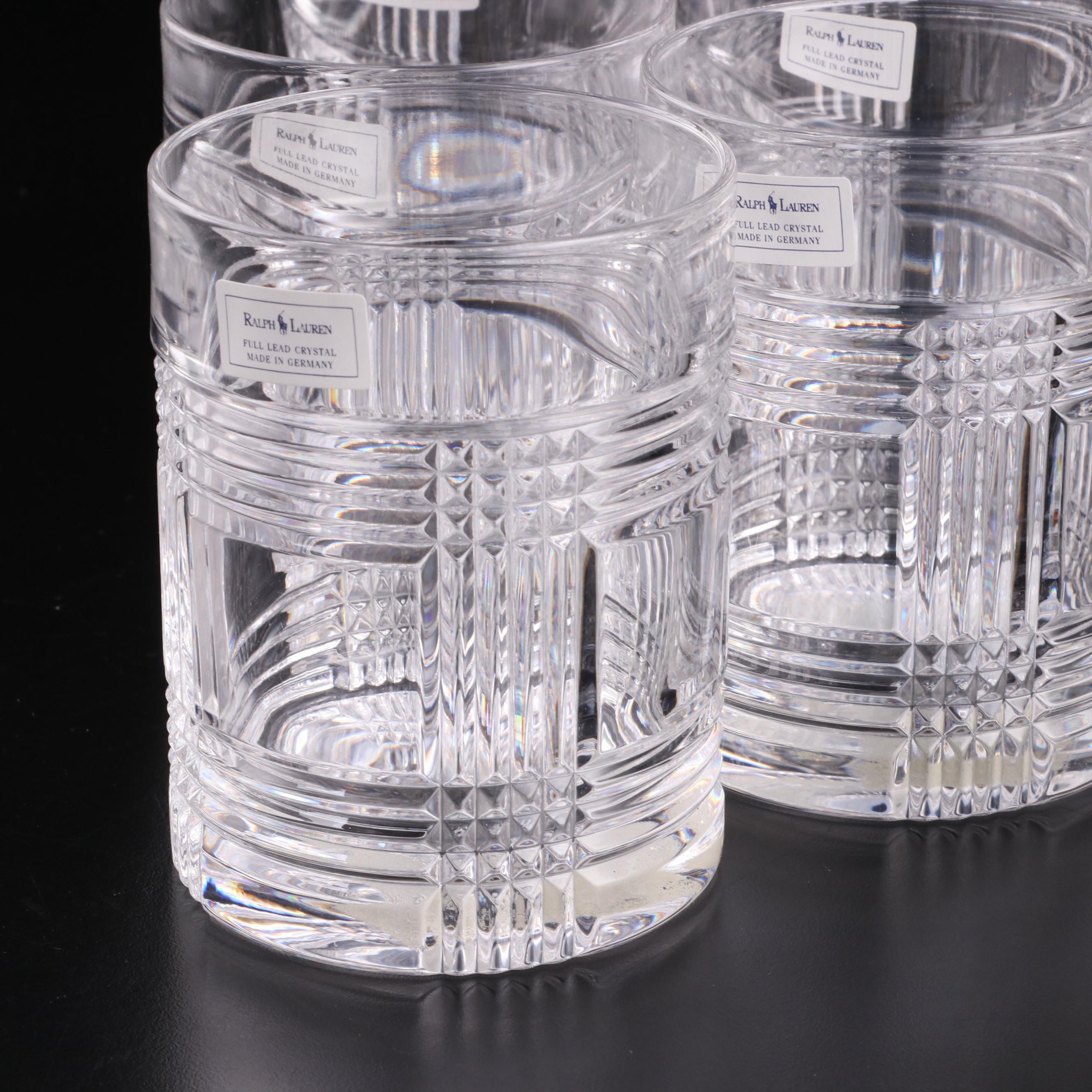 Ralph Lauren "Glen Plaid" Crystal Double Old Fashioned Glasses EBTH