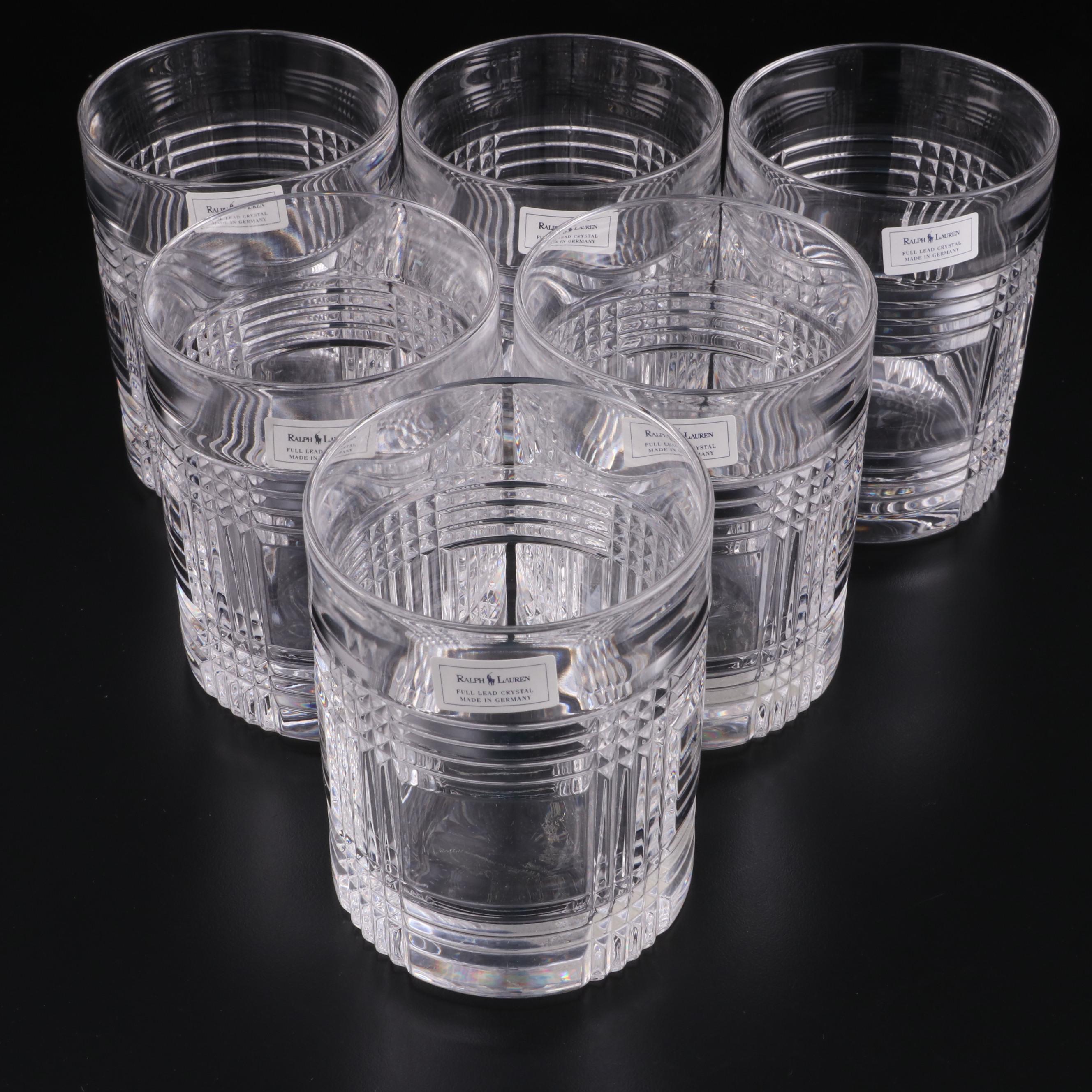 Ralph Lauren "Glen Plaid" Crystal Double Old Fashioned Glasses EBTH