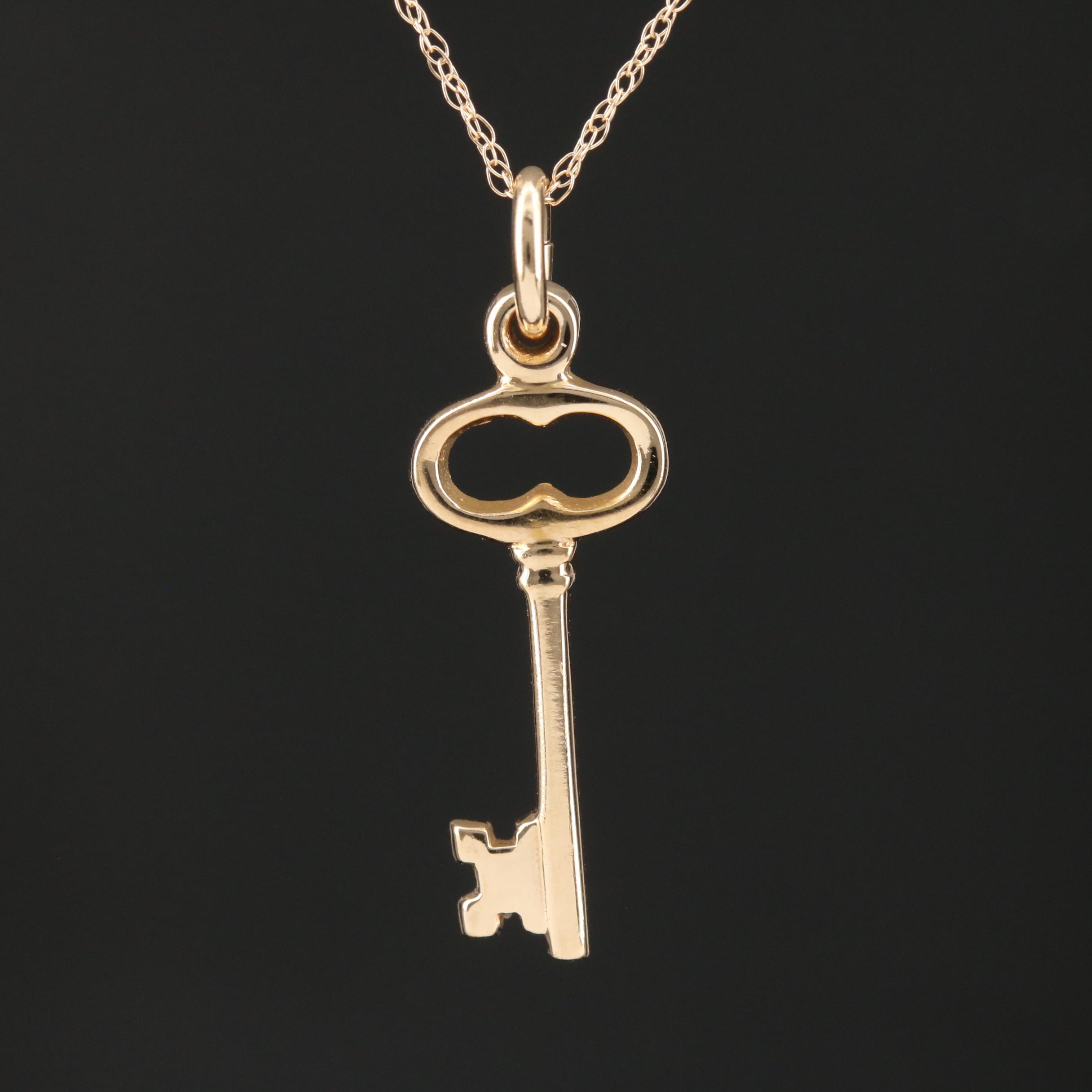 10K Gold Key Pendant Necklace EBTH