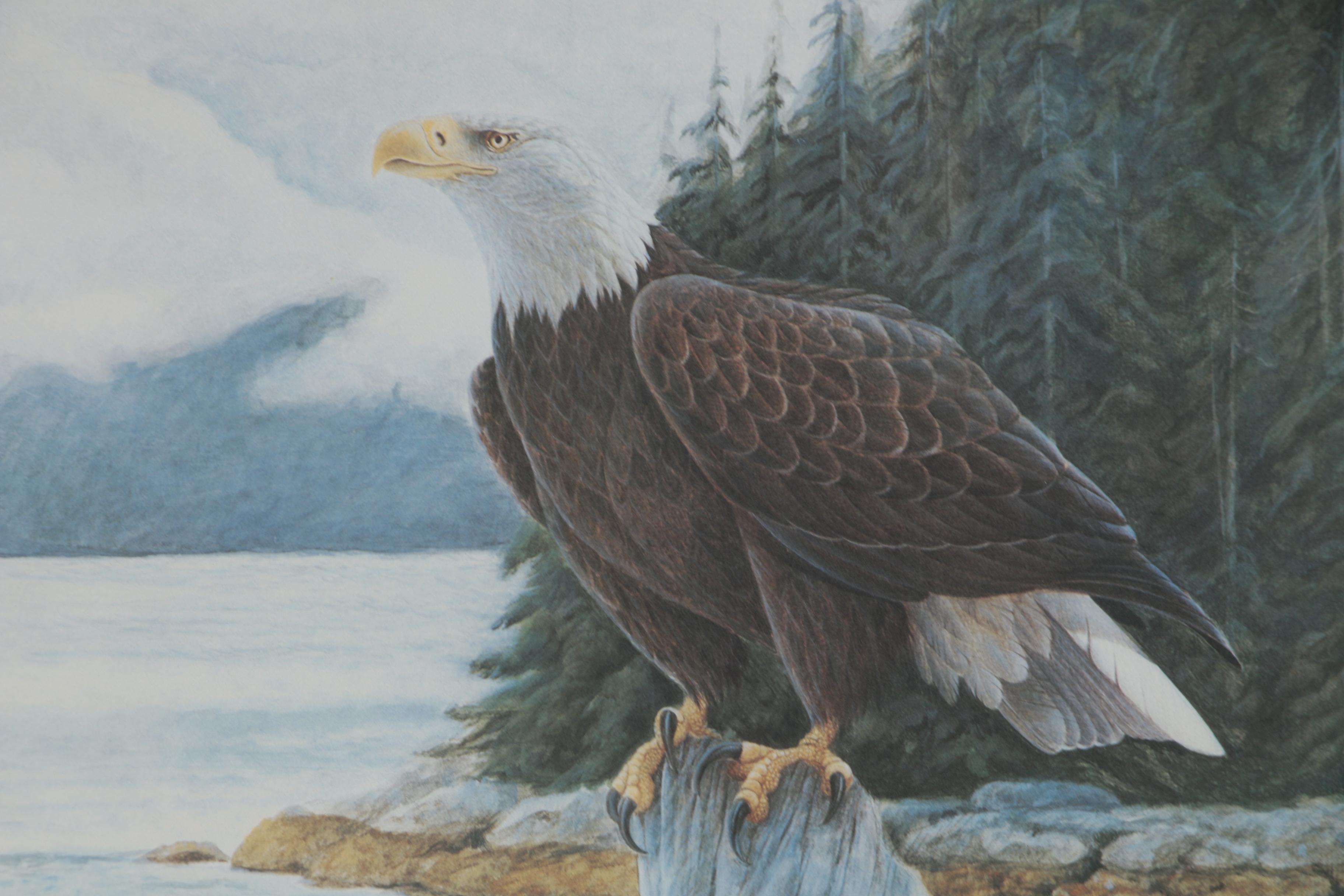 John Ruthven Offset Lithograph "Bald Eagles at Misty Fjords" 1990 EBTH