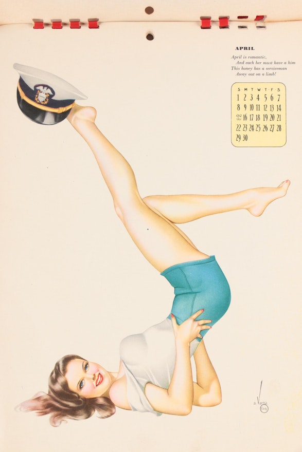 Varga Girls Pin Up Print Calendar For Esquire Magazine 1944 Ebth 