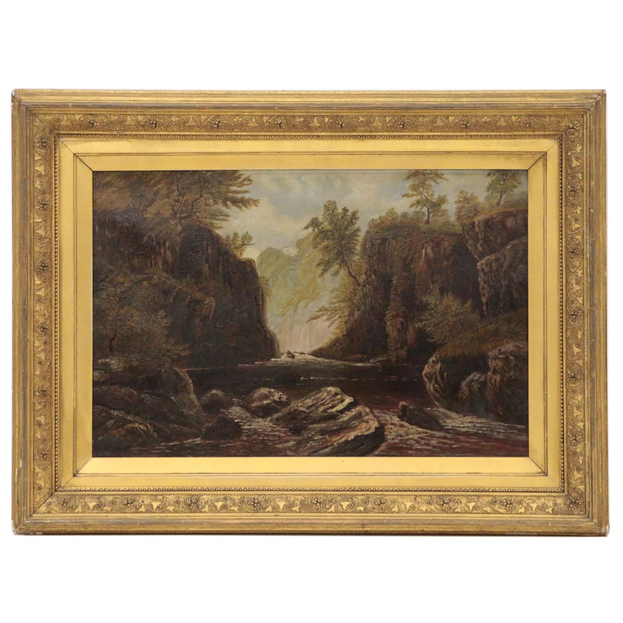 Riverside Oil Painting Late 19th Century Ebth