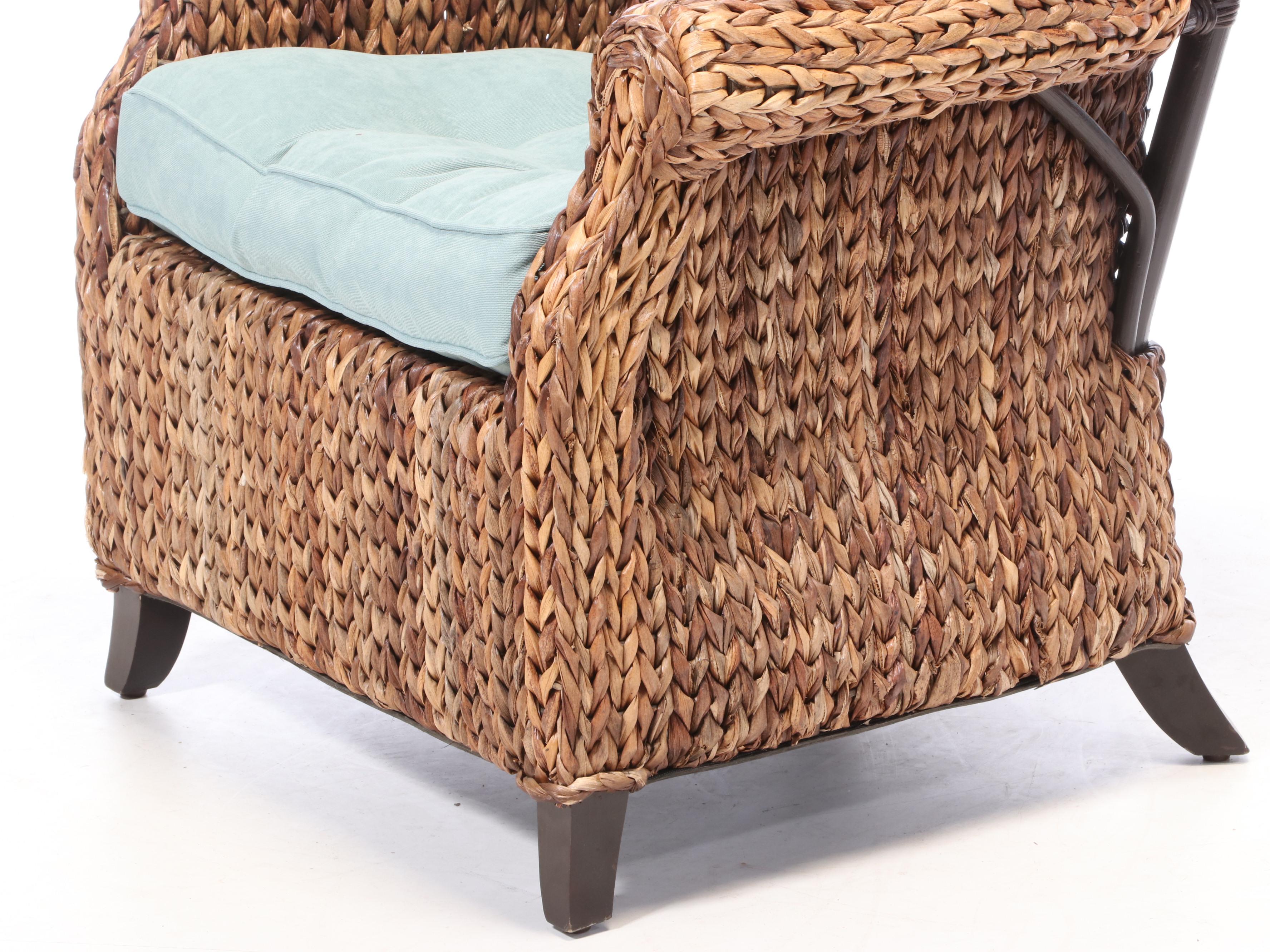 Pair of Pier 1 Imports Wicker Wingback Patio Armchairs | EBTH