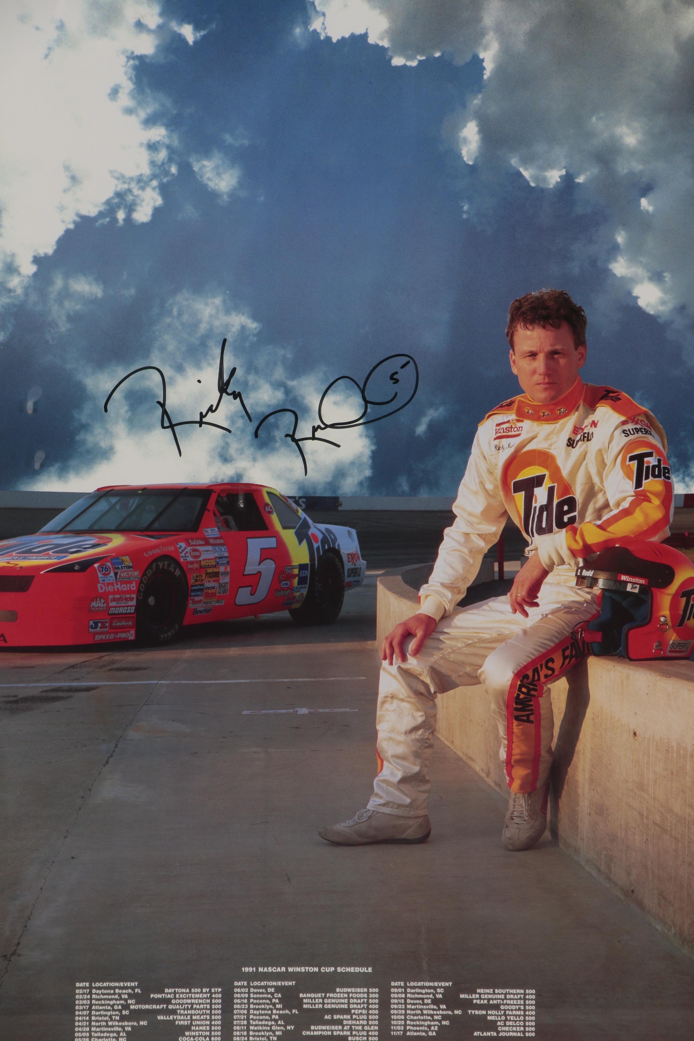 Ricky Rudd Signed 1991 Winston Cup Series Poster with a Tide Racing ...