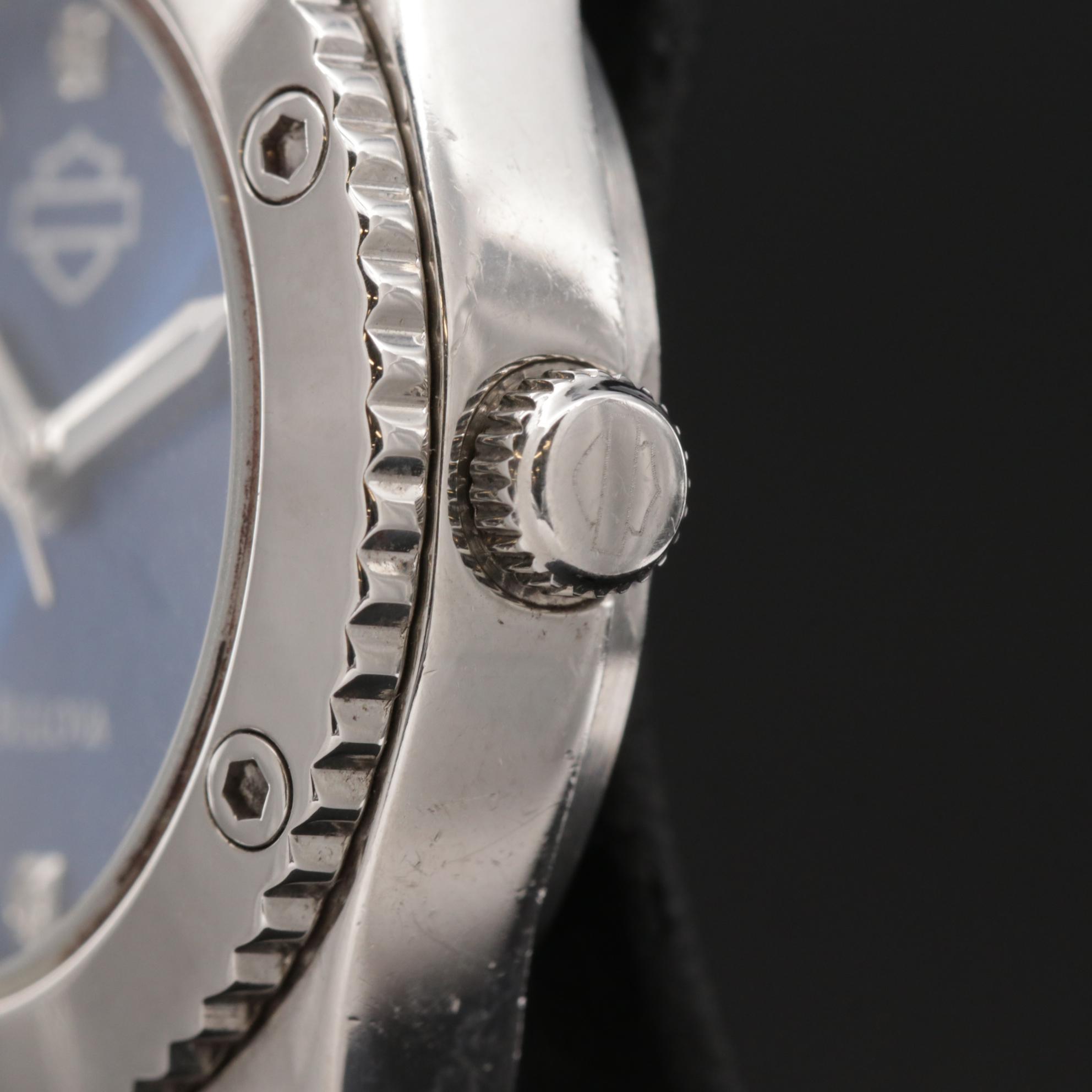 Bulova Harley Davidson Diamond Dial Stainless Steel Quartz Wristwatch