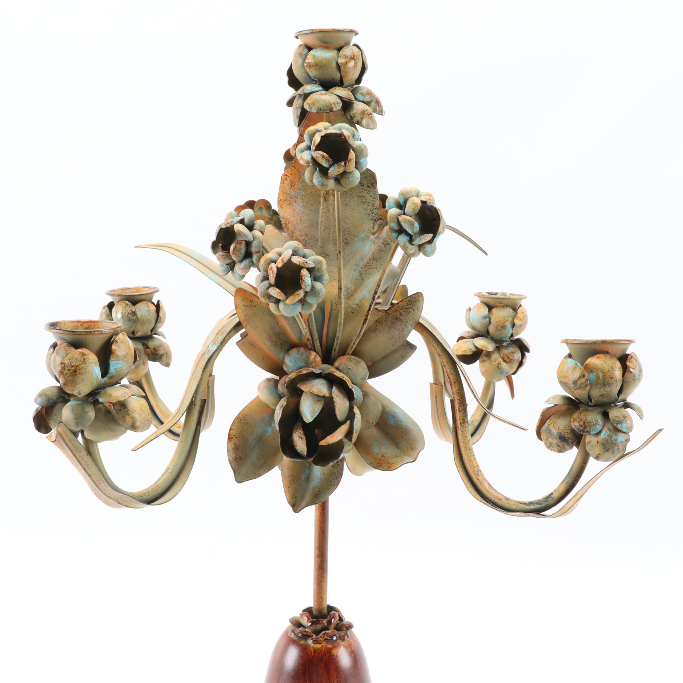 French Provincial Tole Candelabra and Pricket Candle Holders EBTH